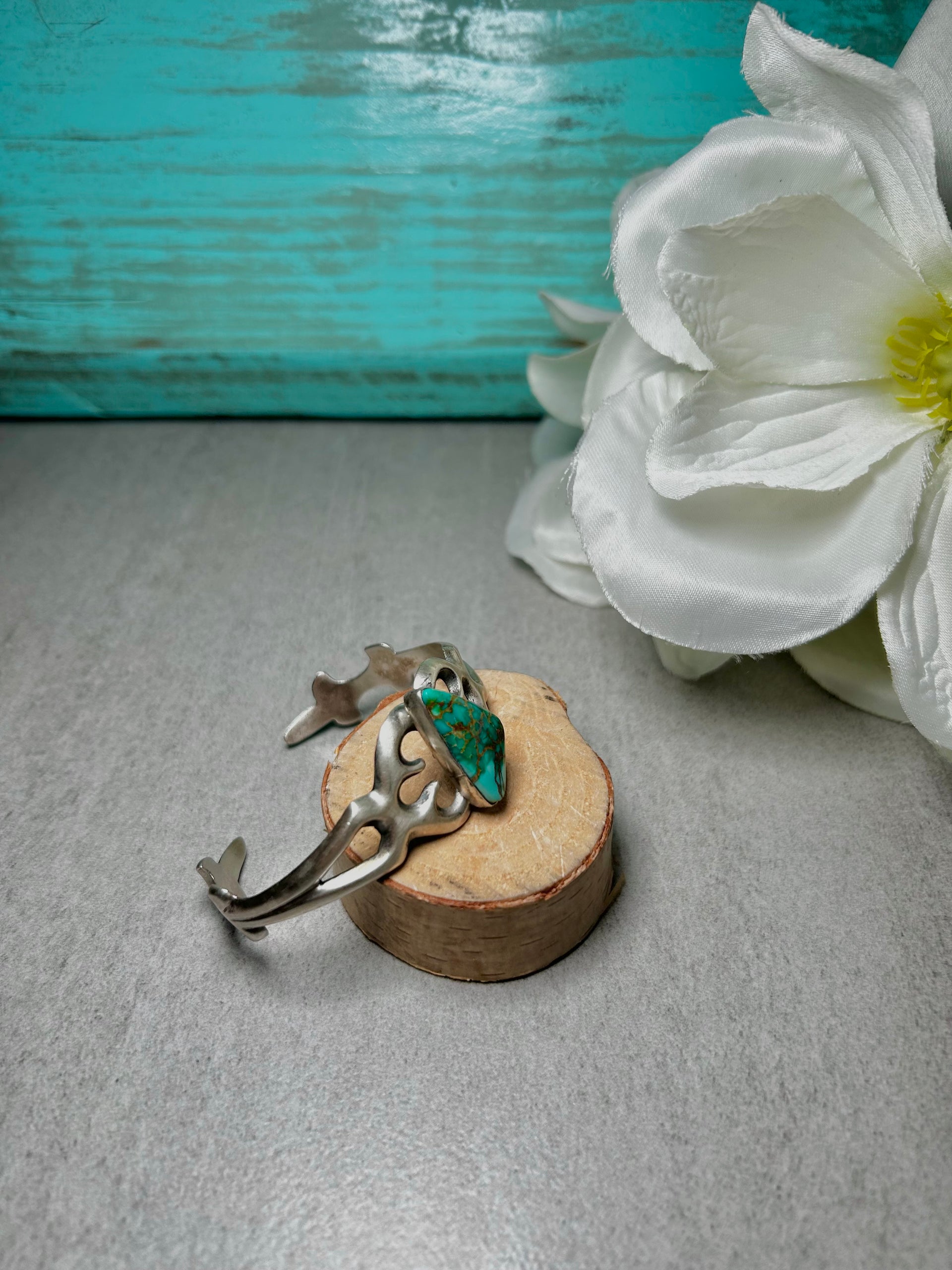 Navajo Made Royston Turquoise  & Sterling Silver Cuff Bracelet