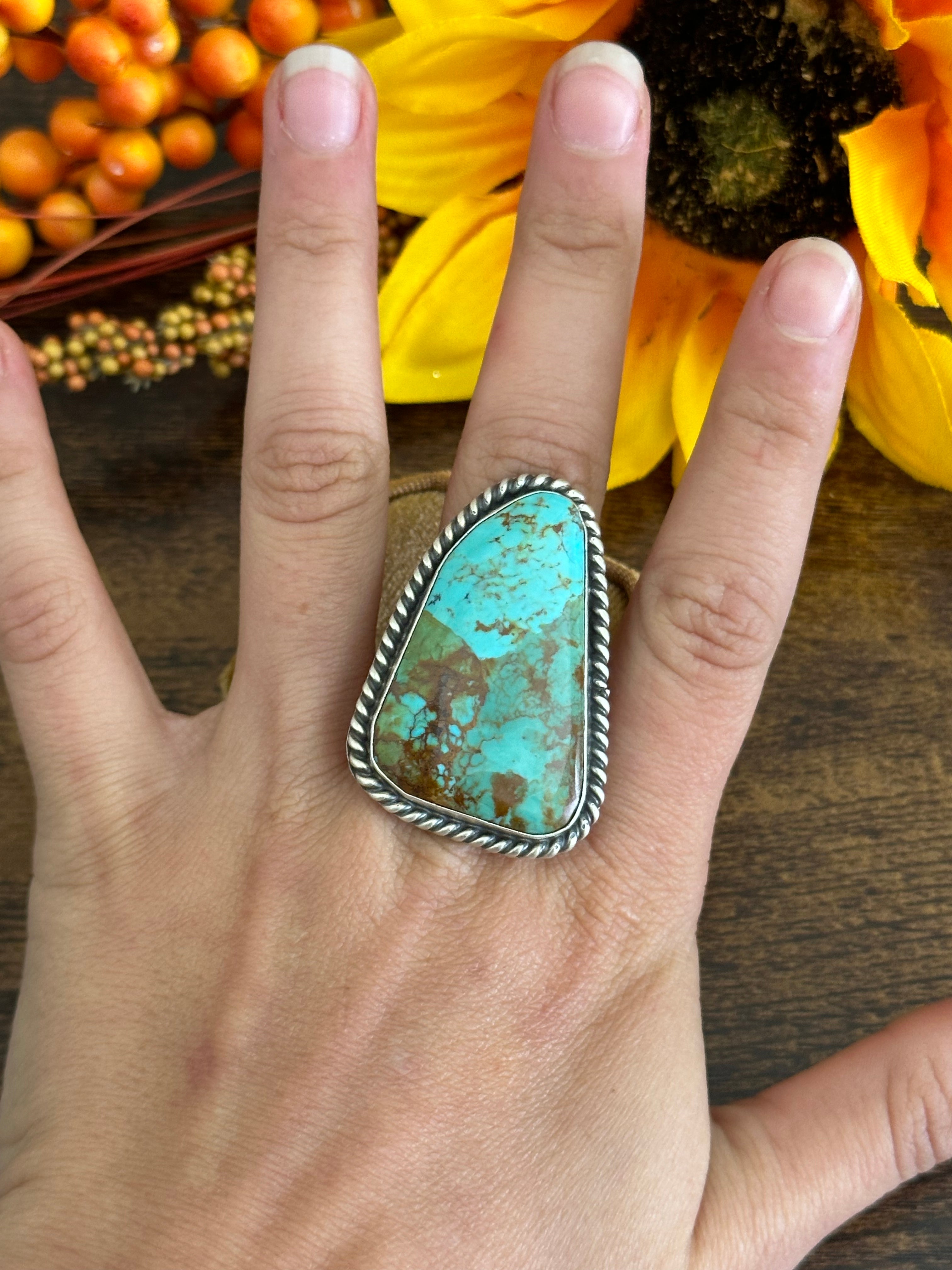 Augustine Largo Mohave Kingman Turquoise & Sterling Silver Adjustable Ring