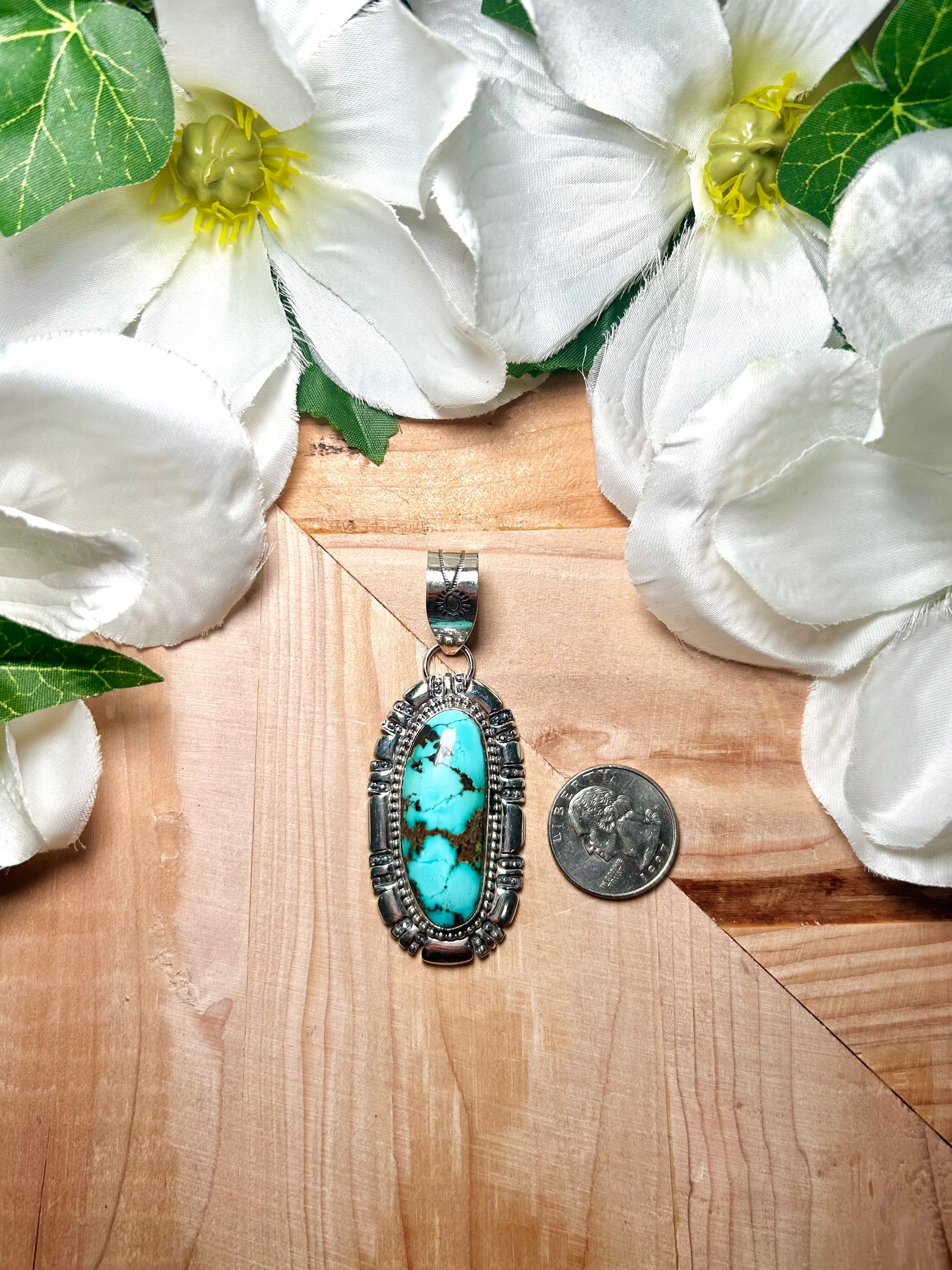 Navajo Made Royston Turquoise & Sterling Silver Pendant