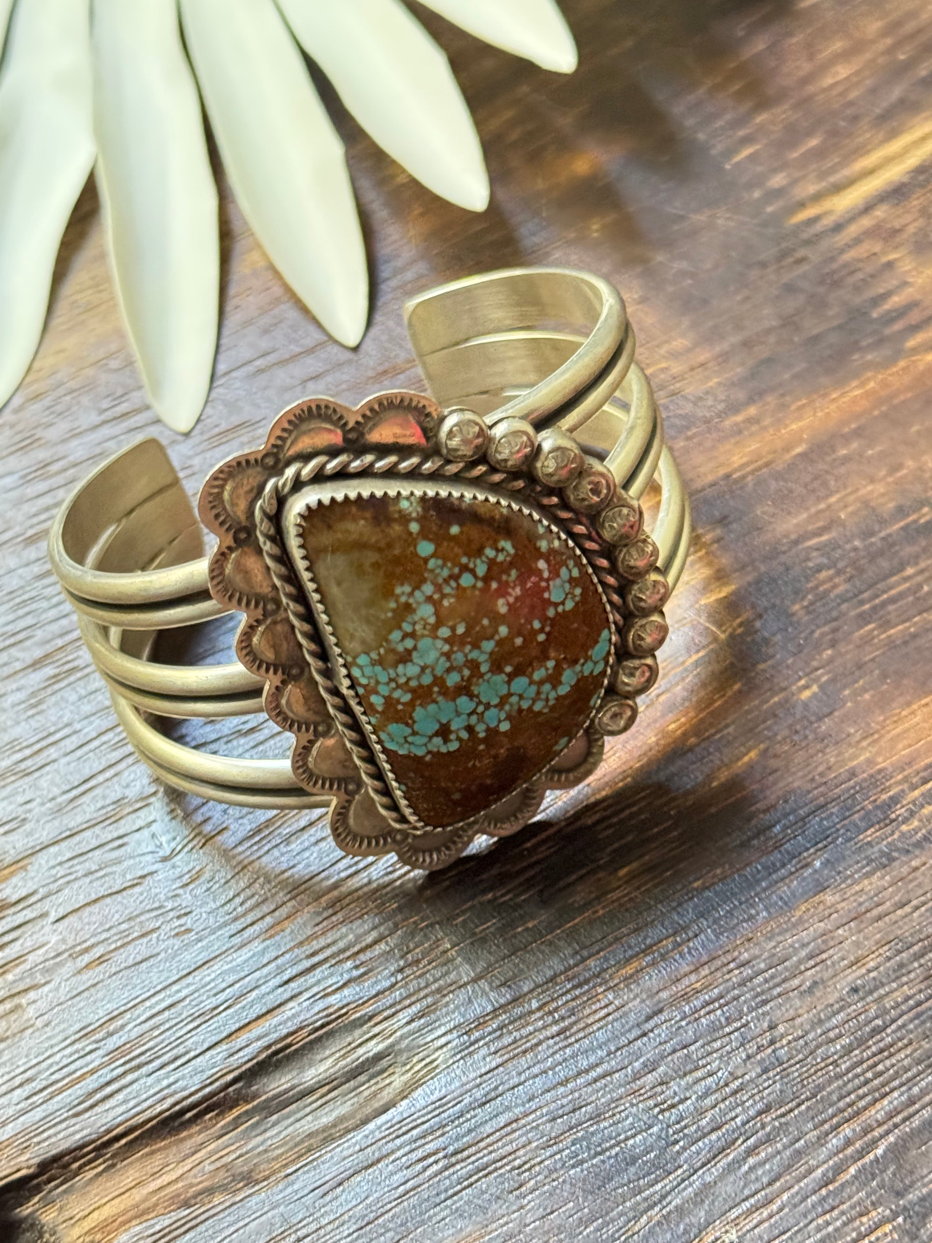 Danny Hinio #8 Turquoise & Sterling Silver Cuff Bracelet