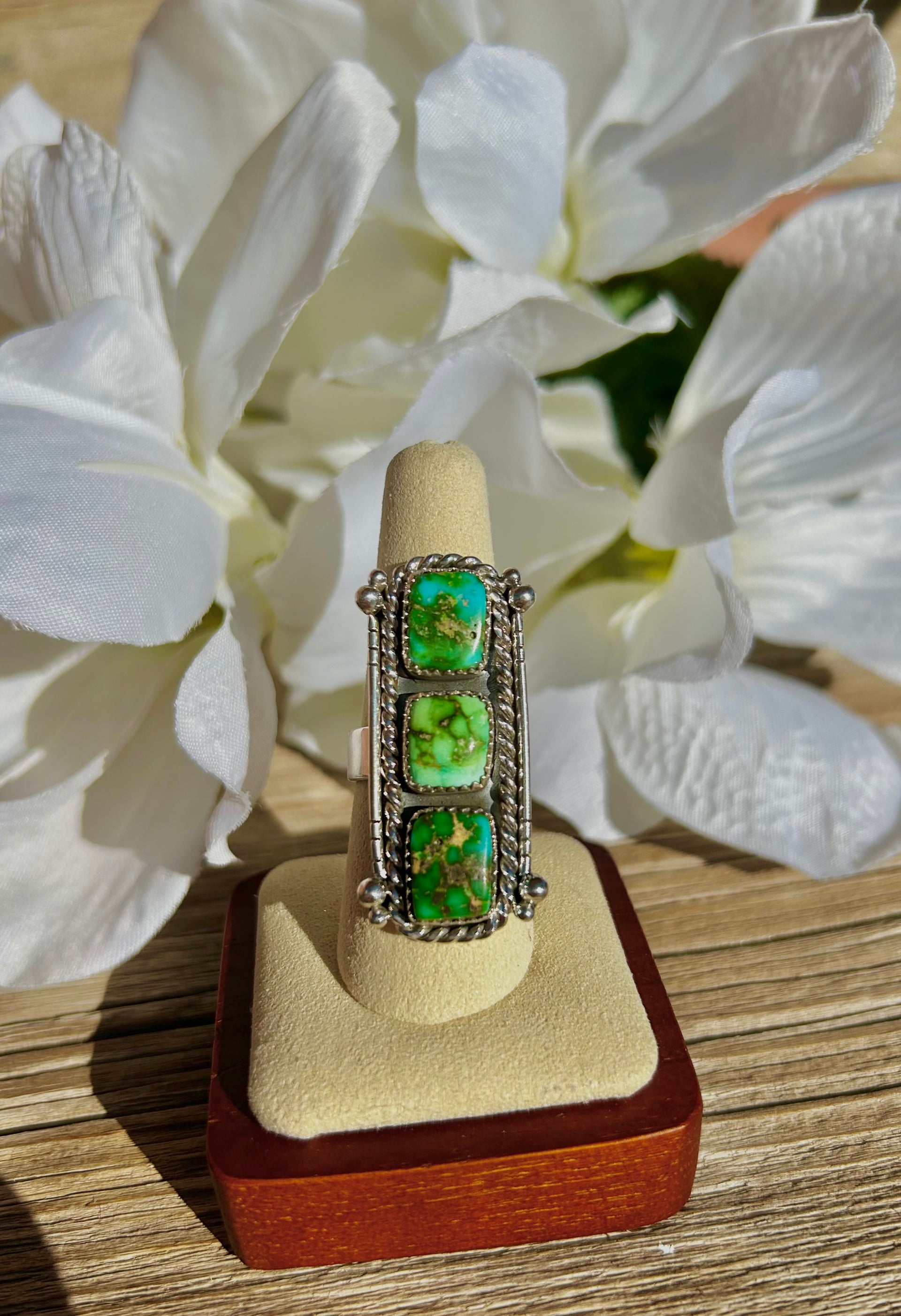 Southwest Sonoran Mountain Turquoise & Sterling Silver Ring Size 8