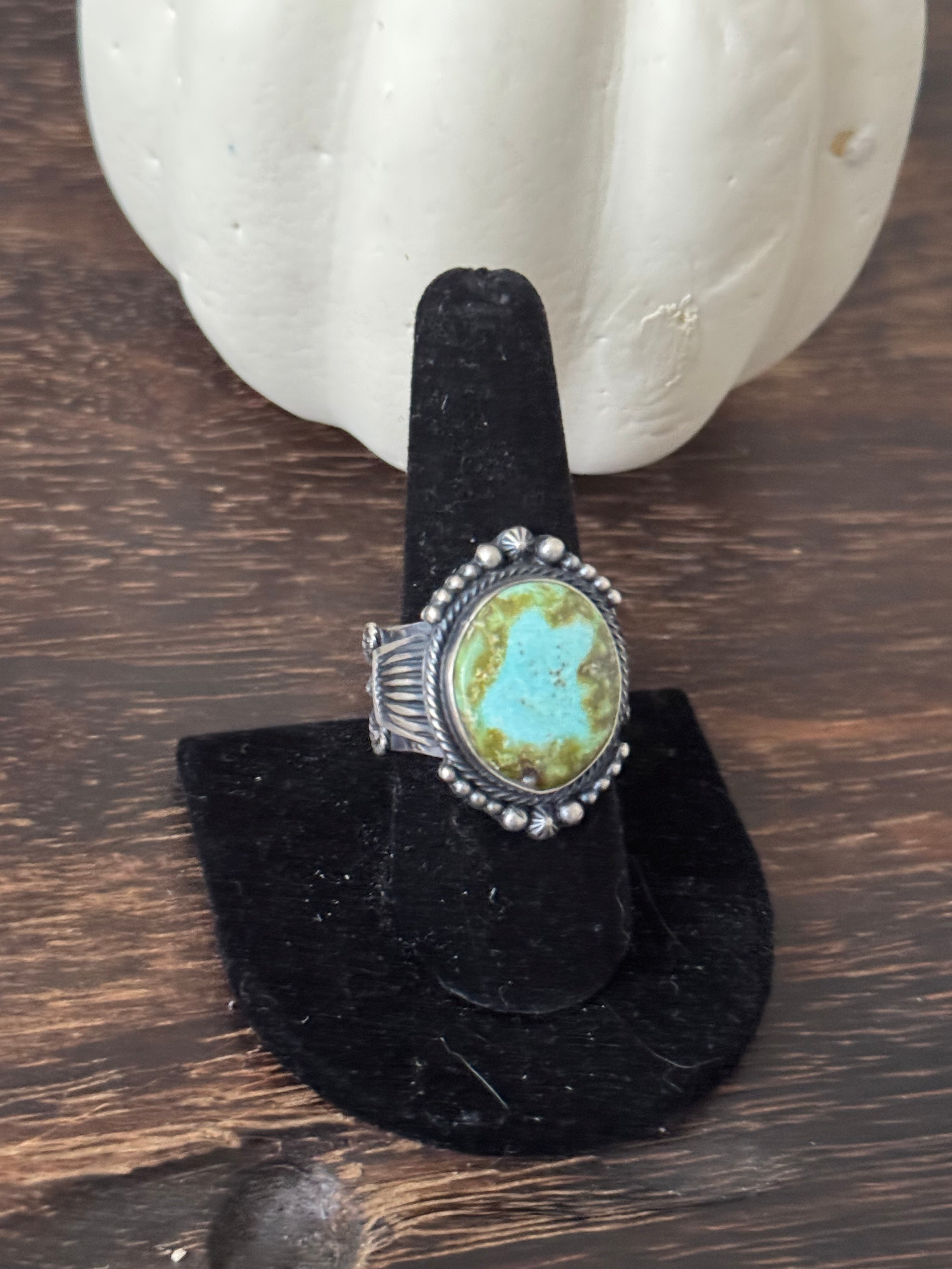 Sheila Tso Sonoran Mountain Turquoise Sterling Silver Ring Size 9.25