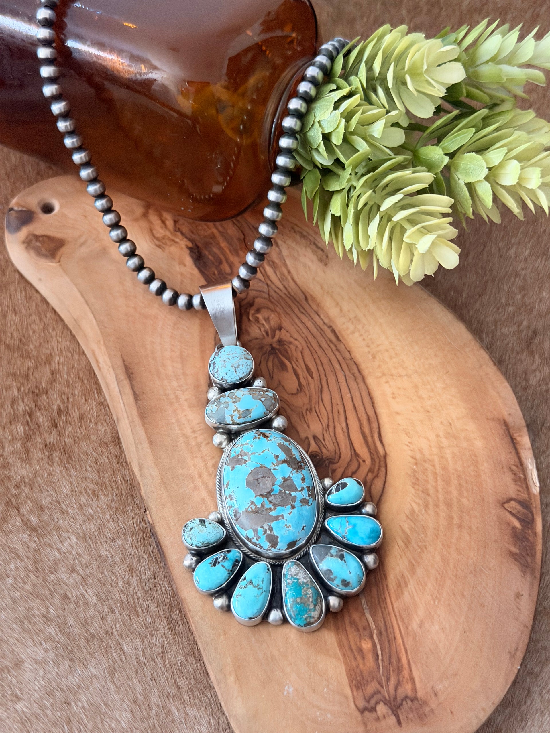 Kathleen Livingston Dry Creek Turquoise & Sterling Silver Cluster Pendant