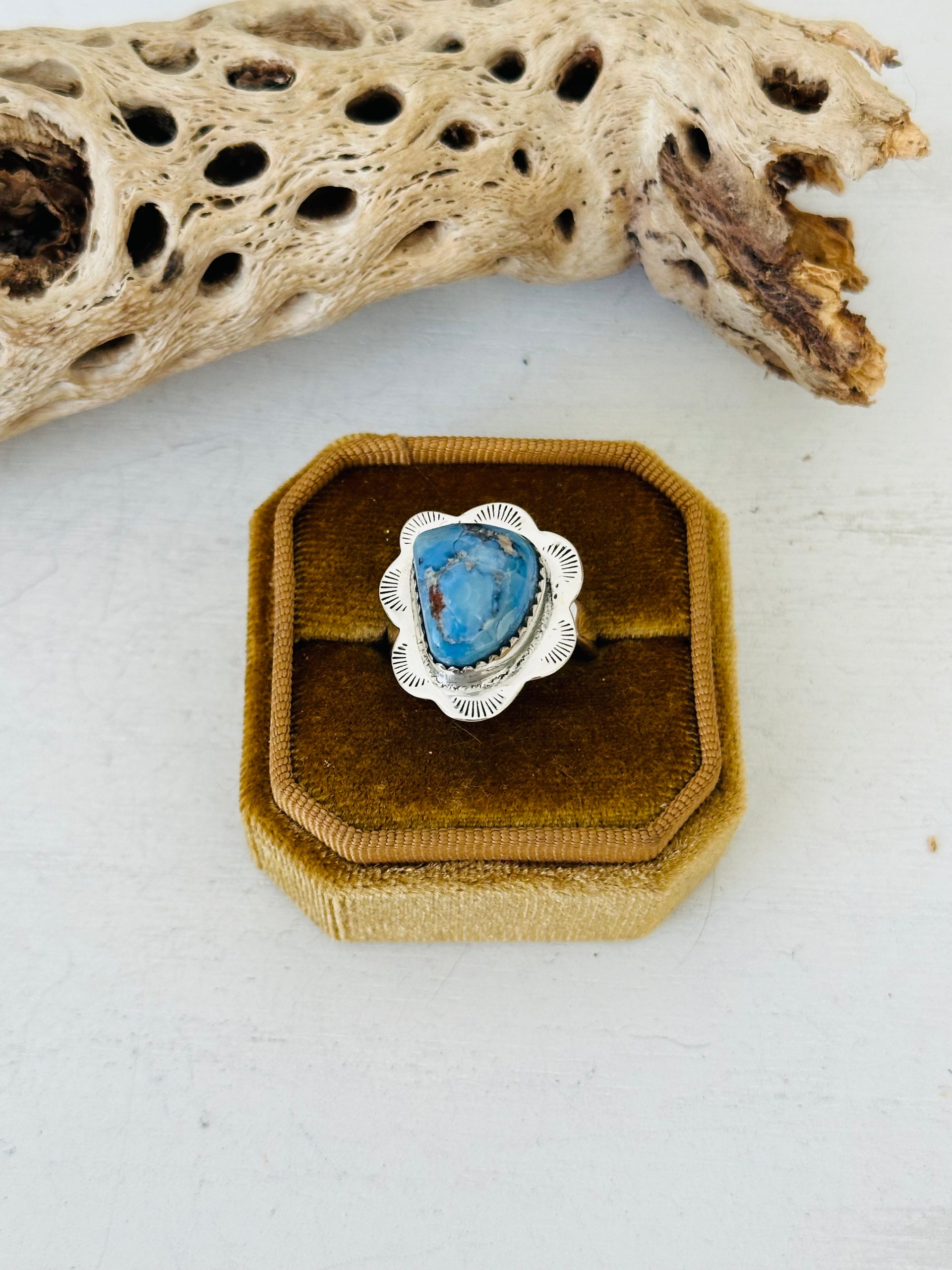 Southwest Handmade Golden Hills Turquoise & Sterling Silver Adjustable Ring