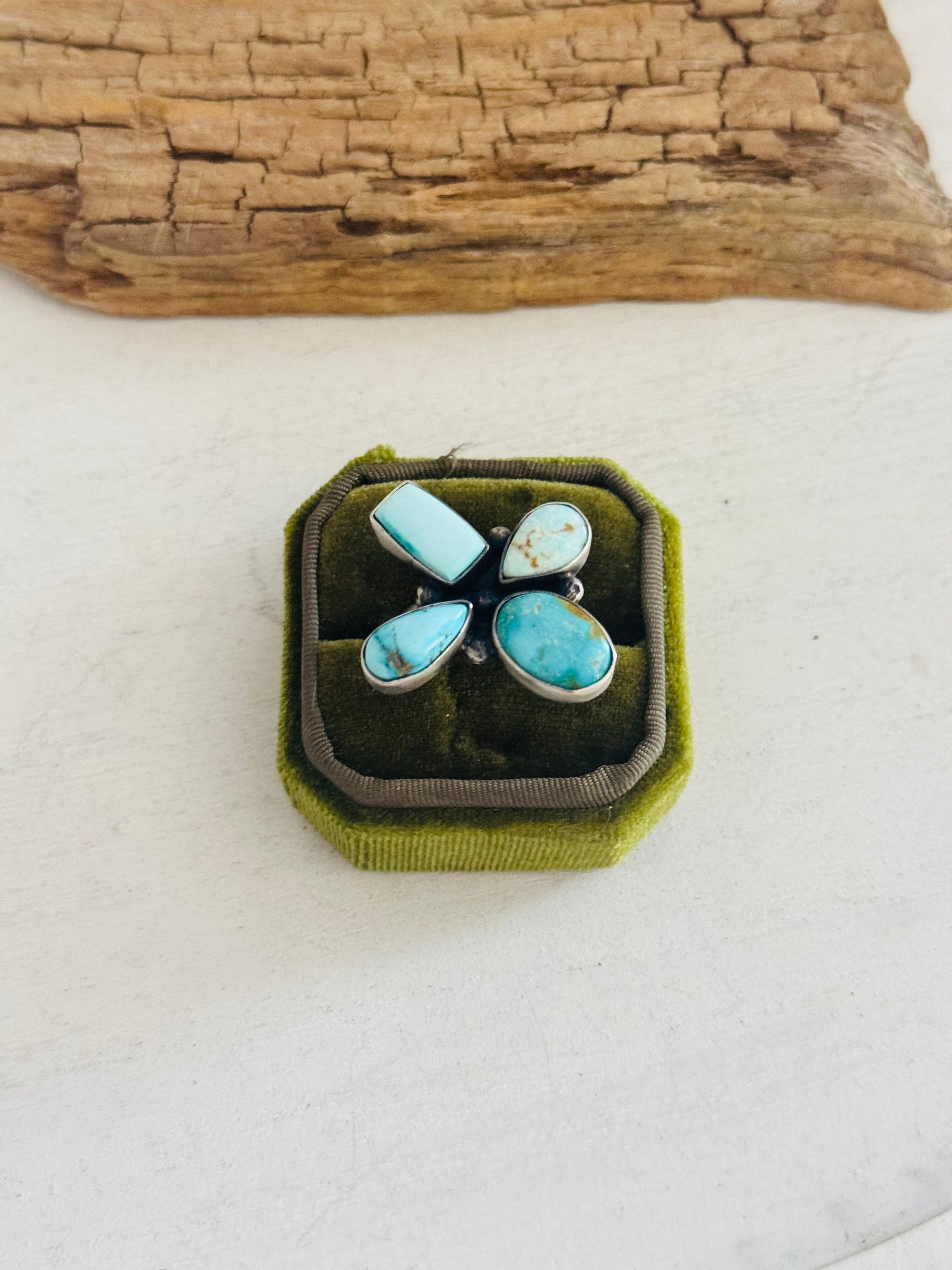 Jameson Garcia Royston Turquoise & Sterling Silver Adjustable Cluster Ring