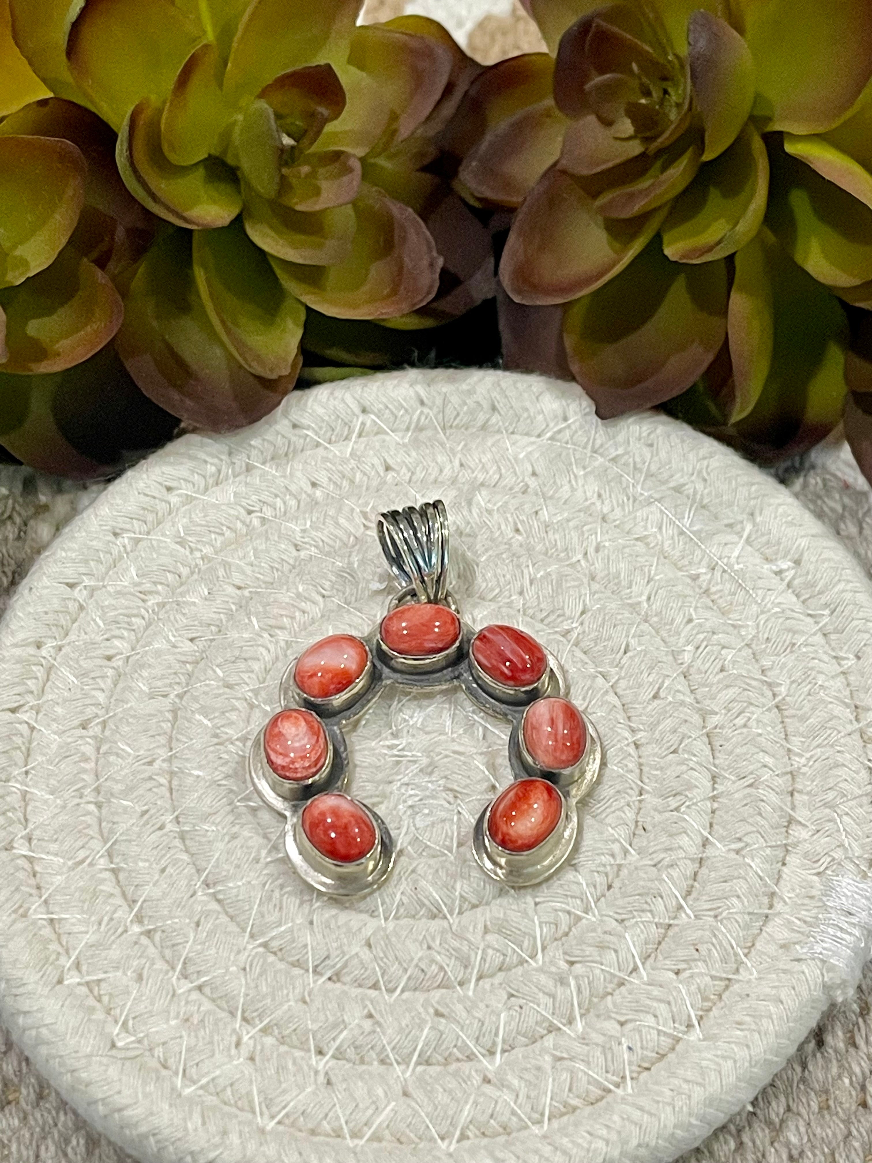 Southwest Handmade Spiny Oyster & Sterling Silver Naja Pendant