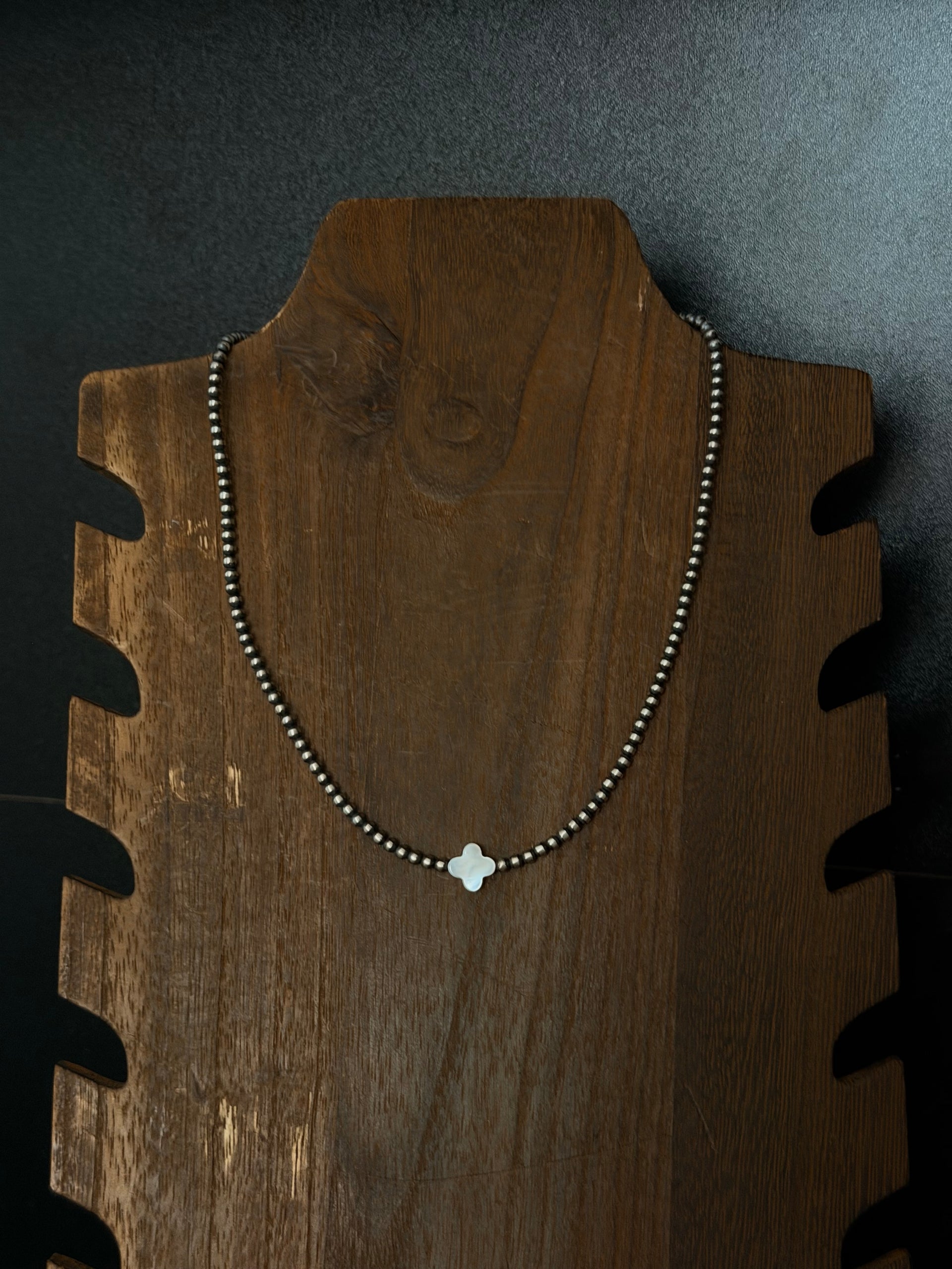 Navajo Strung Mother of Pearl & Sterling Silver Star Necklace