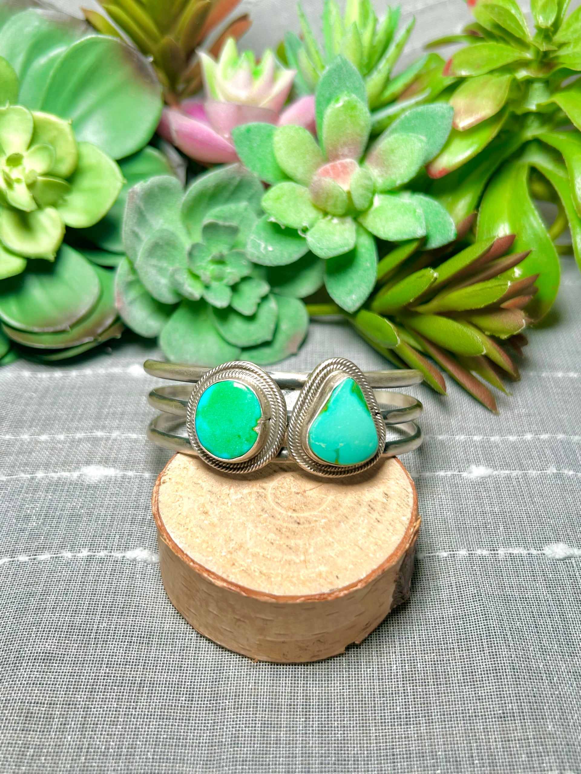 Navajo Made Sonoran Mountain & Sterling Silver Cuff Bracelet