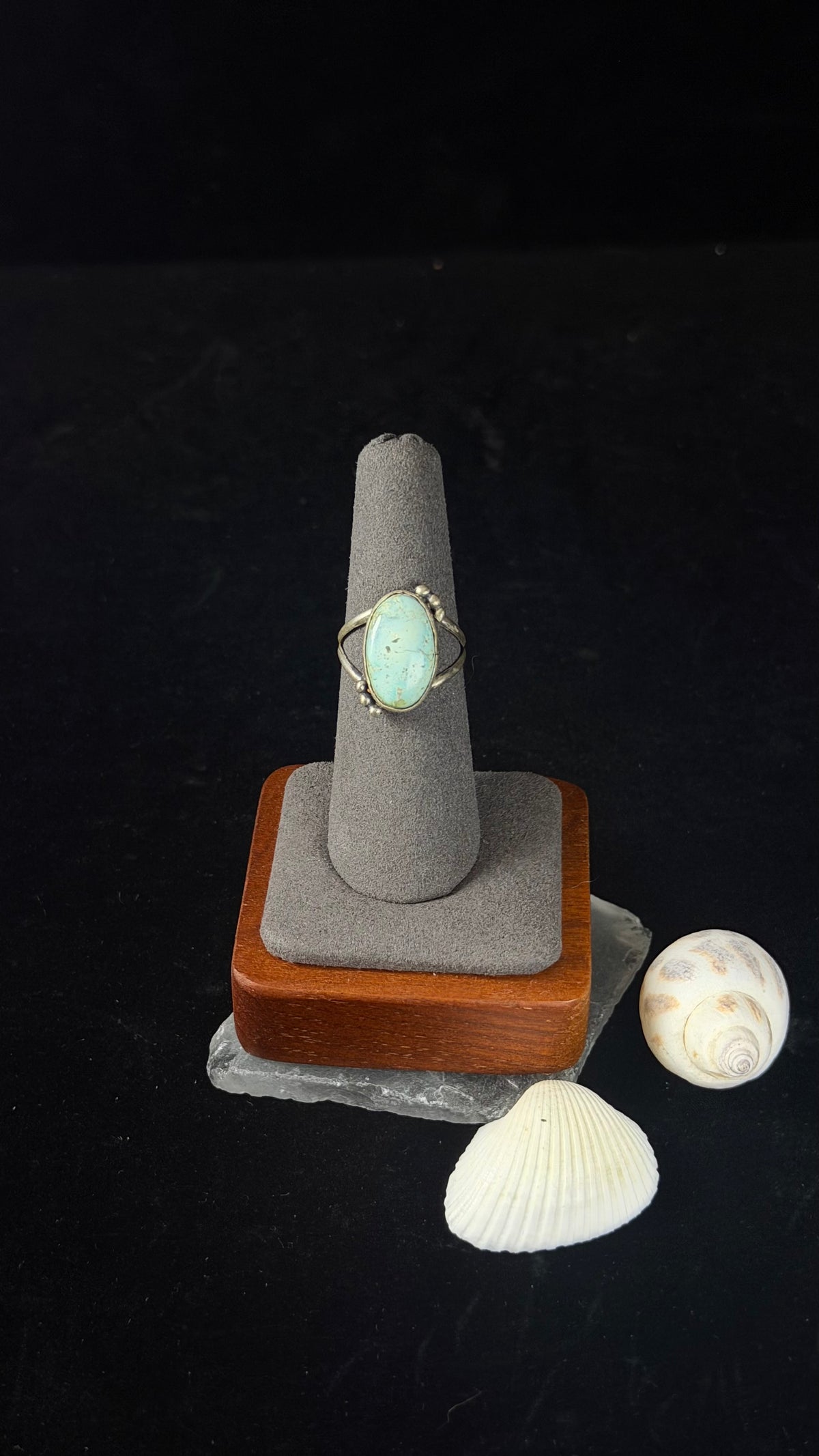 Navajo Made Sonoran Mountain Turquoise & Sterling Silver Ring Size 6.5