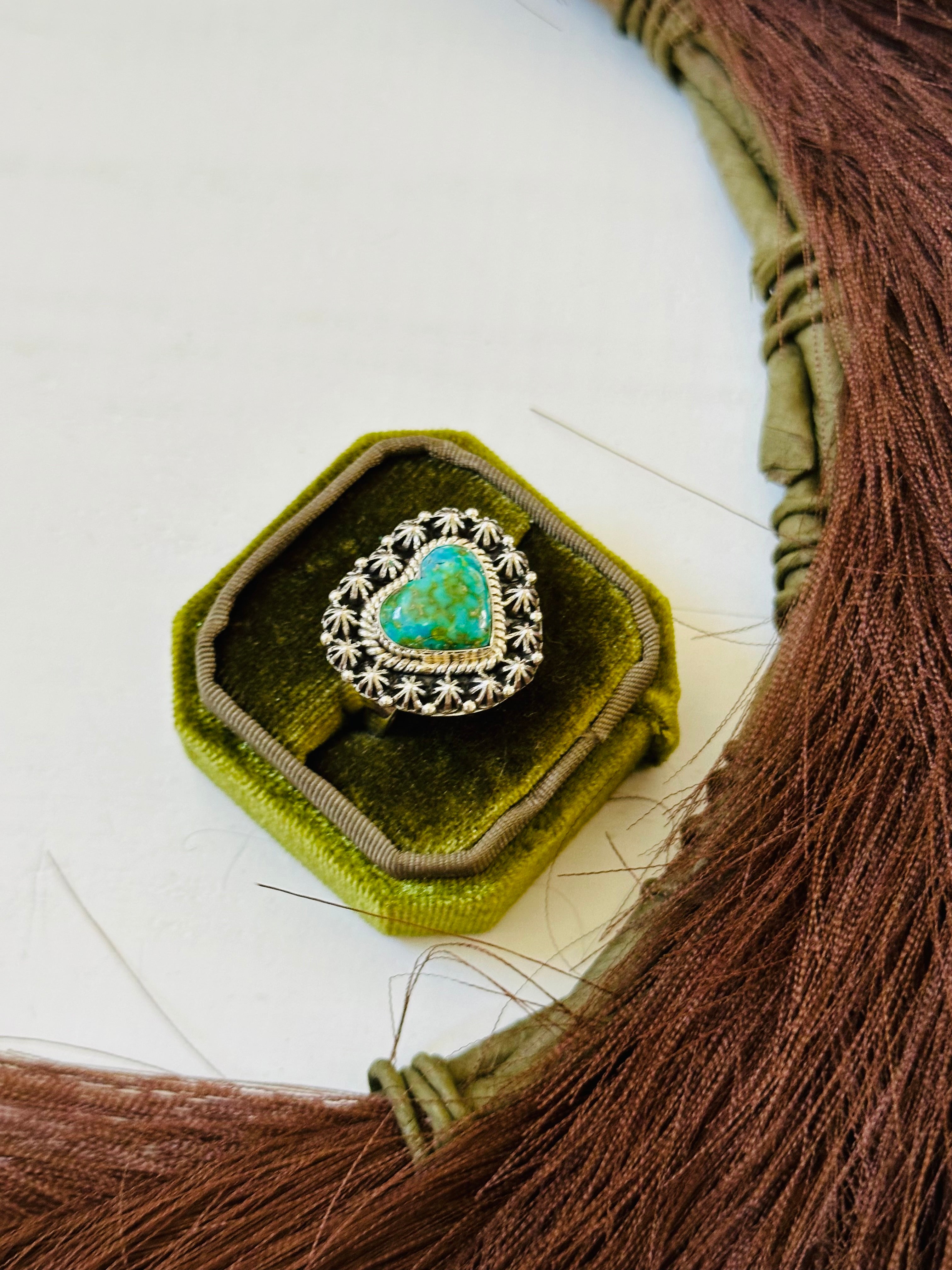 Southwest Handmade Sonoran Mountain Turquoise & Sterling Silver Ring Size 9.5