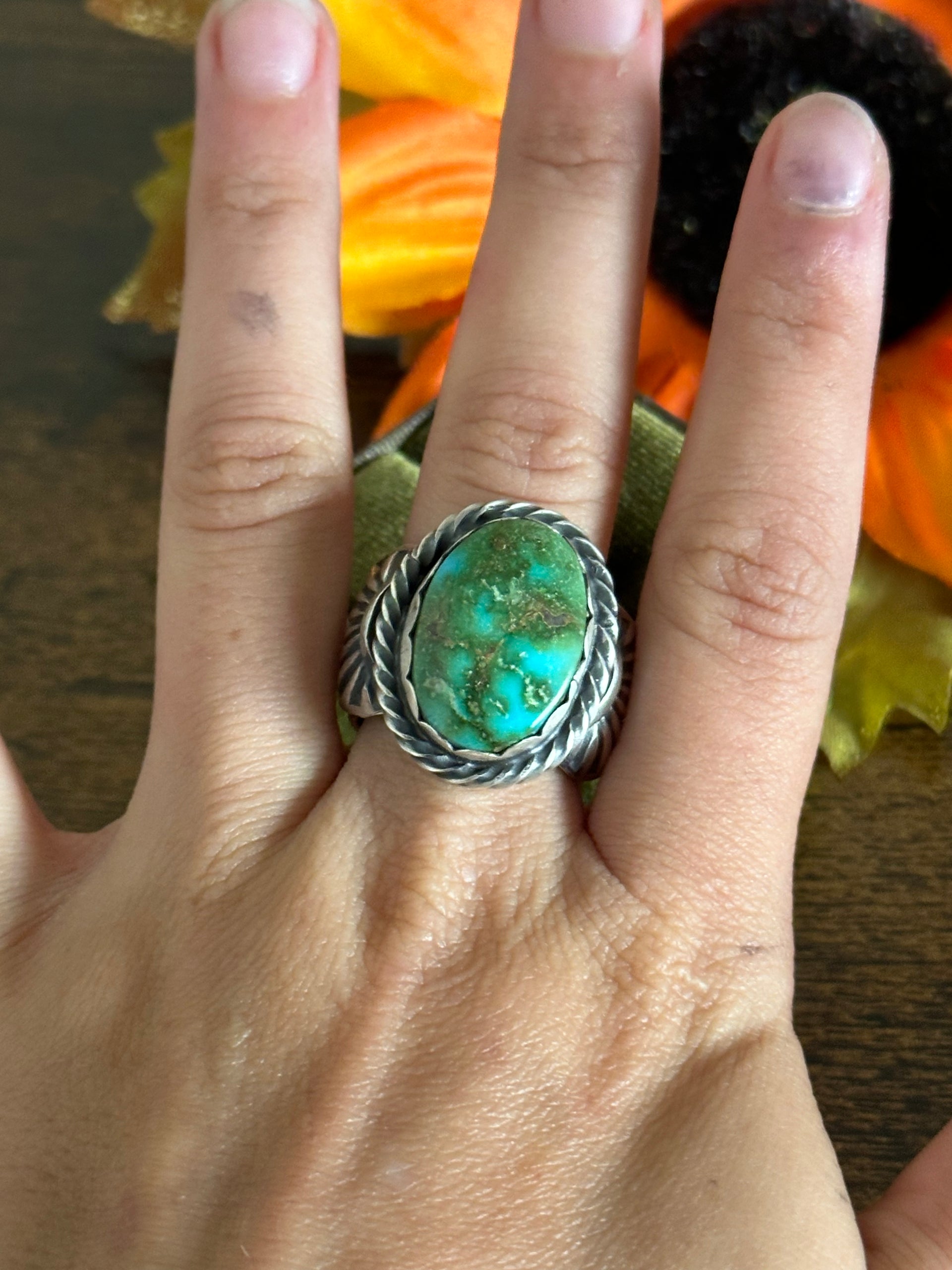 Tillie John Sonoran Gold Turquoise & Sterling Silver Ring Size 9.25