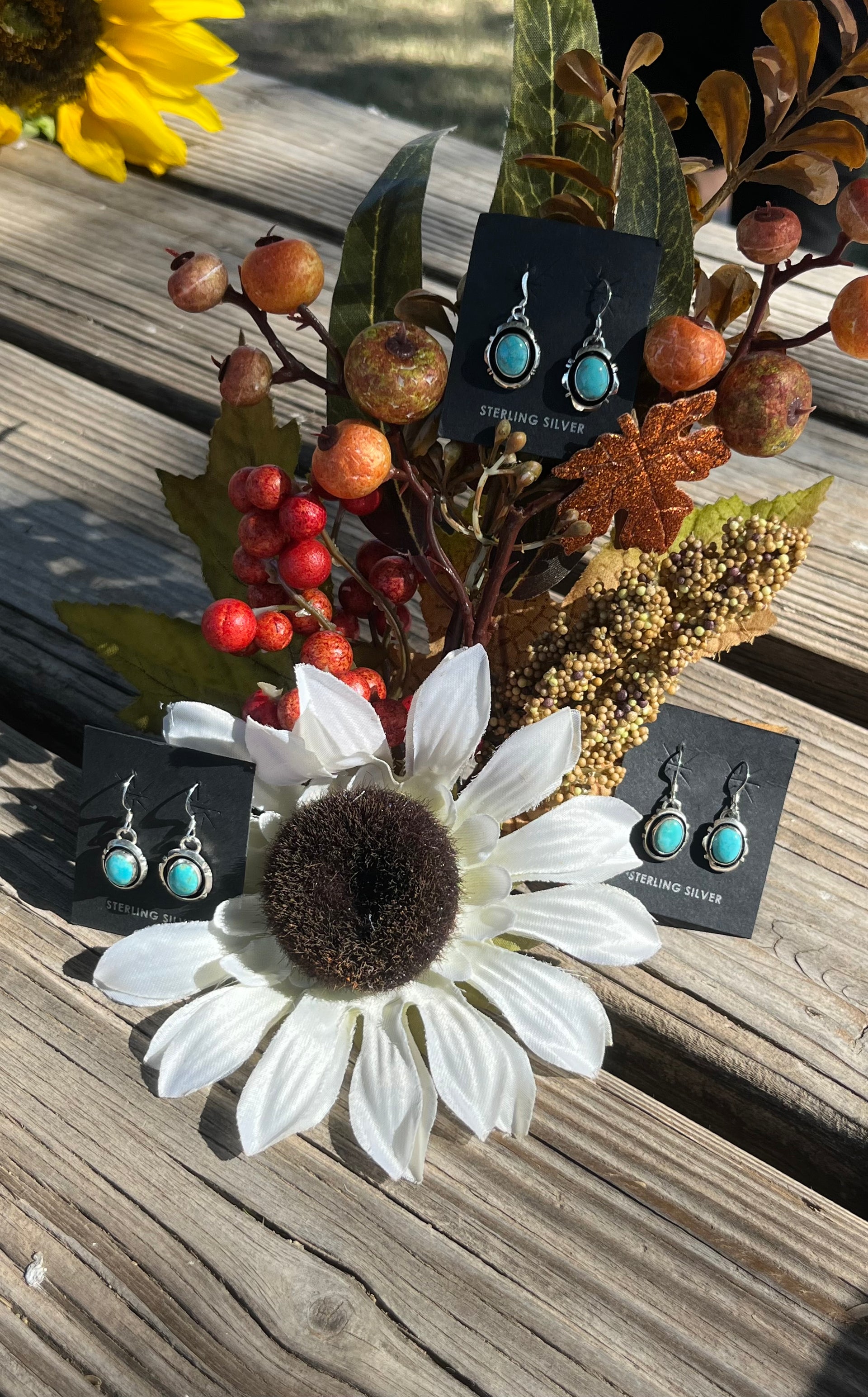 Navajo Made Kingman Turquoise & Sterling Silver Dangle Earrings