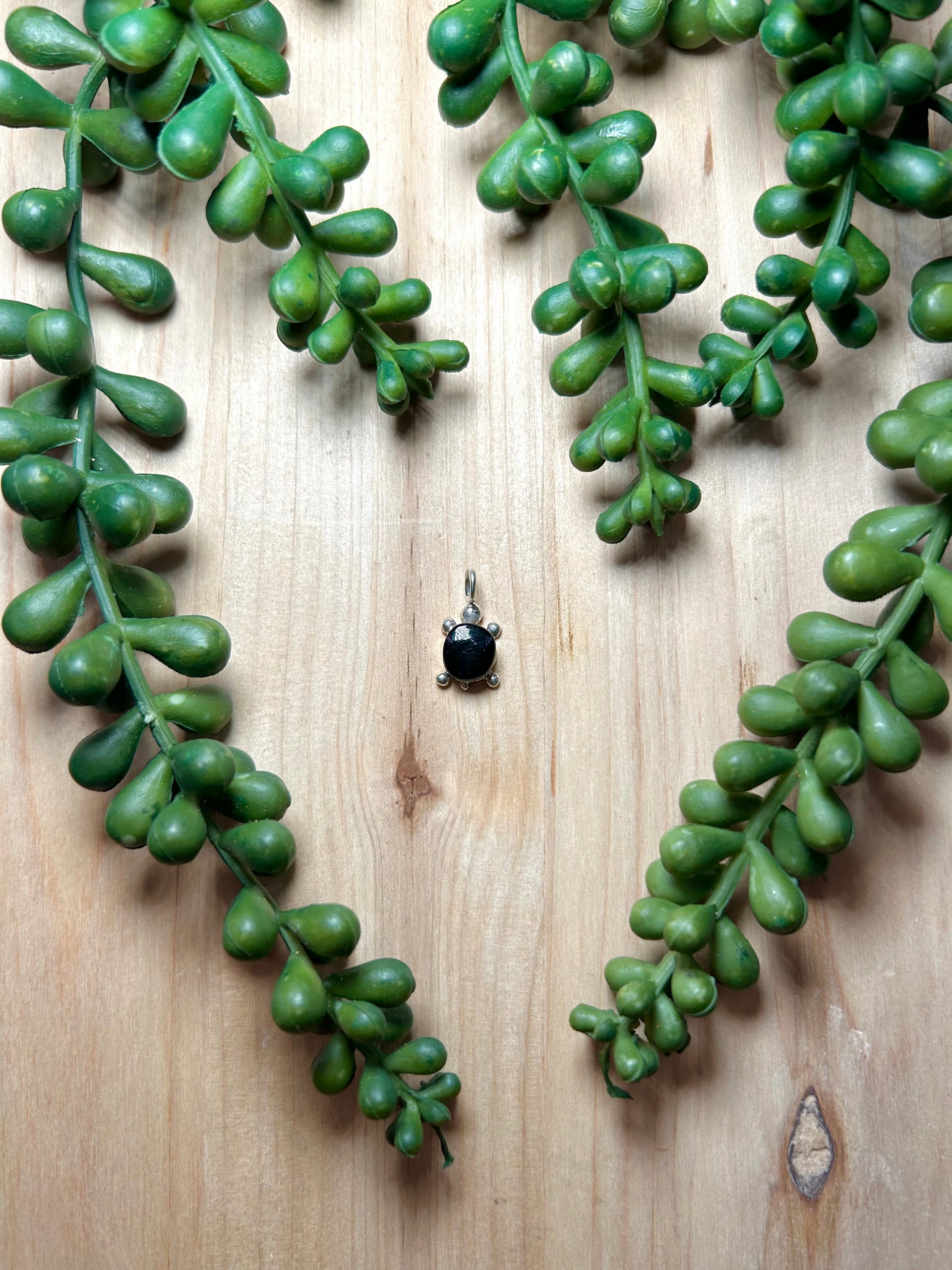 Zuni Made Onyx & Sterling Silver Pendant