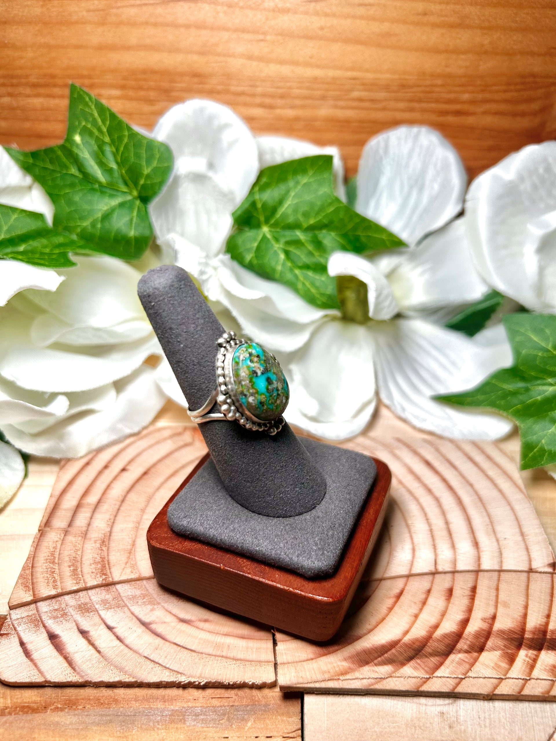 Navajo Made Red Skin Turquoise & Sterling Silver Ring Size 7.5