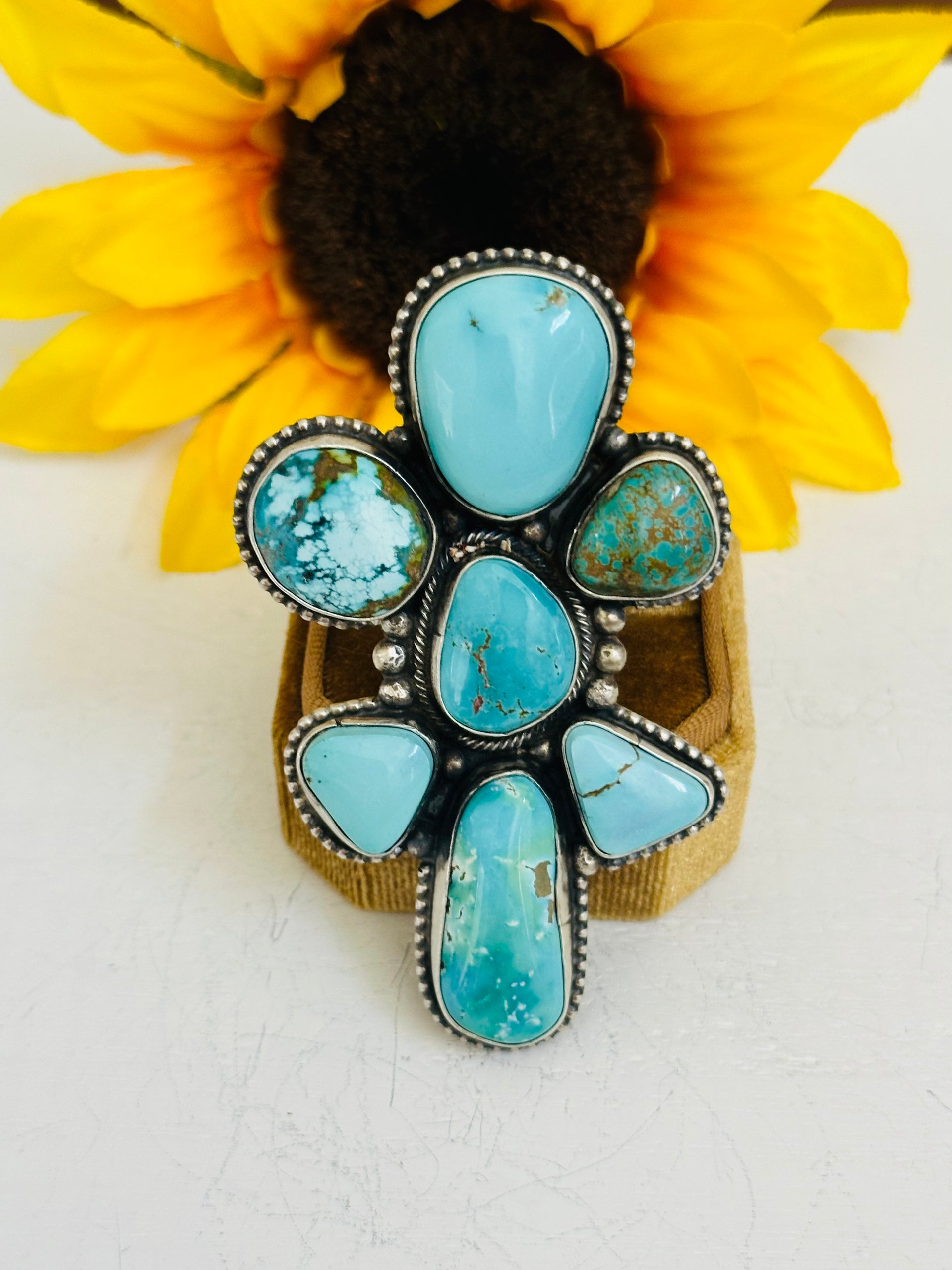 Shelia Becenti Royston Turquoise& Sterling Silver Ring Size 8.5