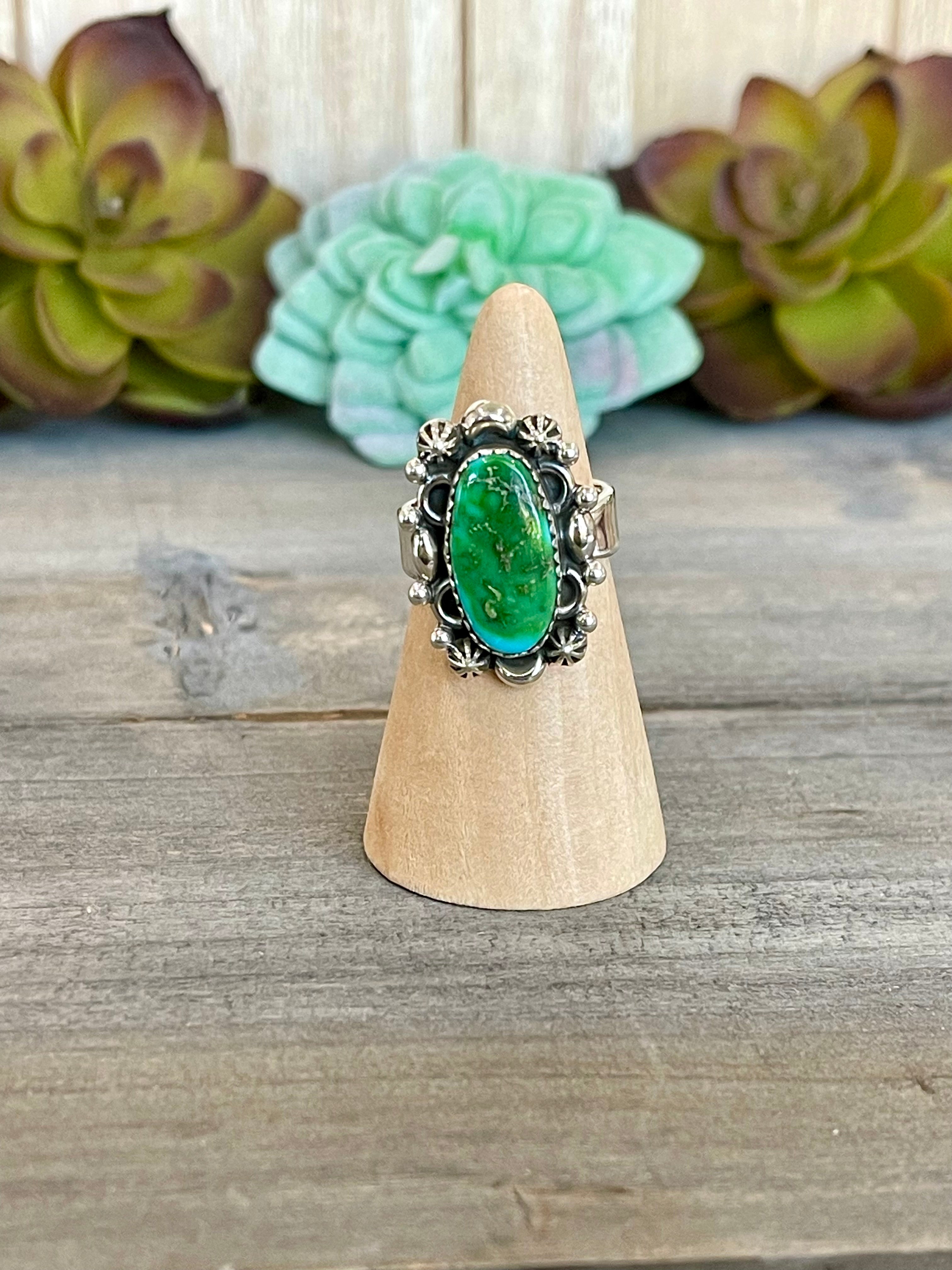 Southwest Handmade Sonoran Mountain Turquoise & Sterling Silver Adjustable Ring