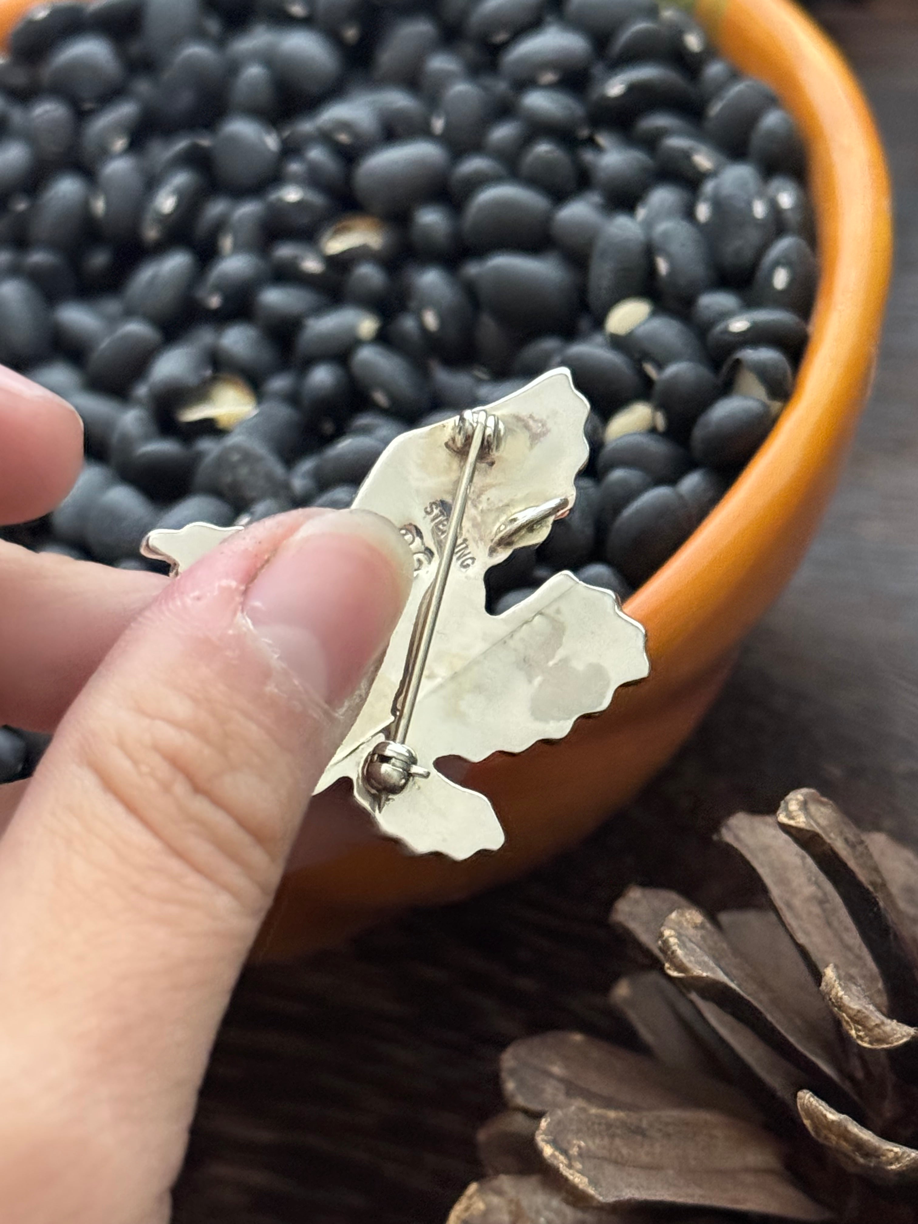 Zuni Made Multi Stone & Sterling Silver Bald Eagle Pin/Pendant