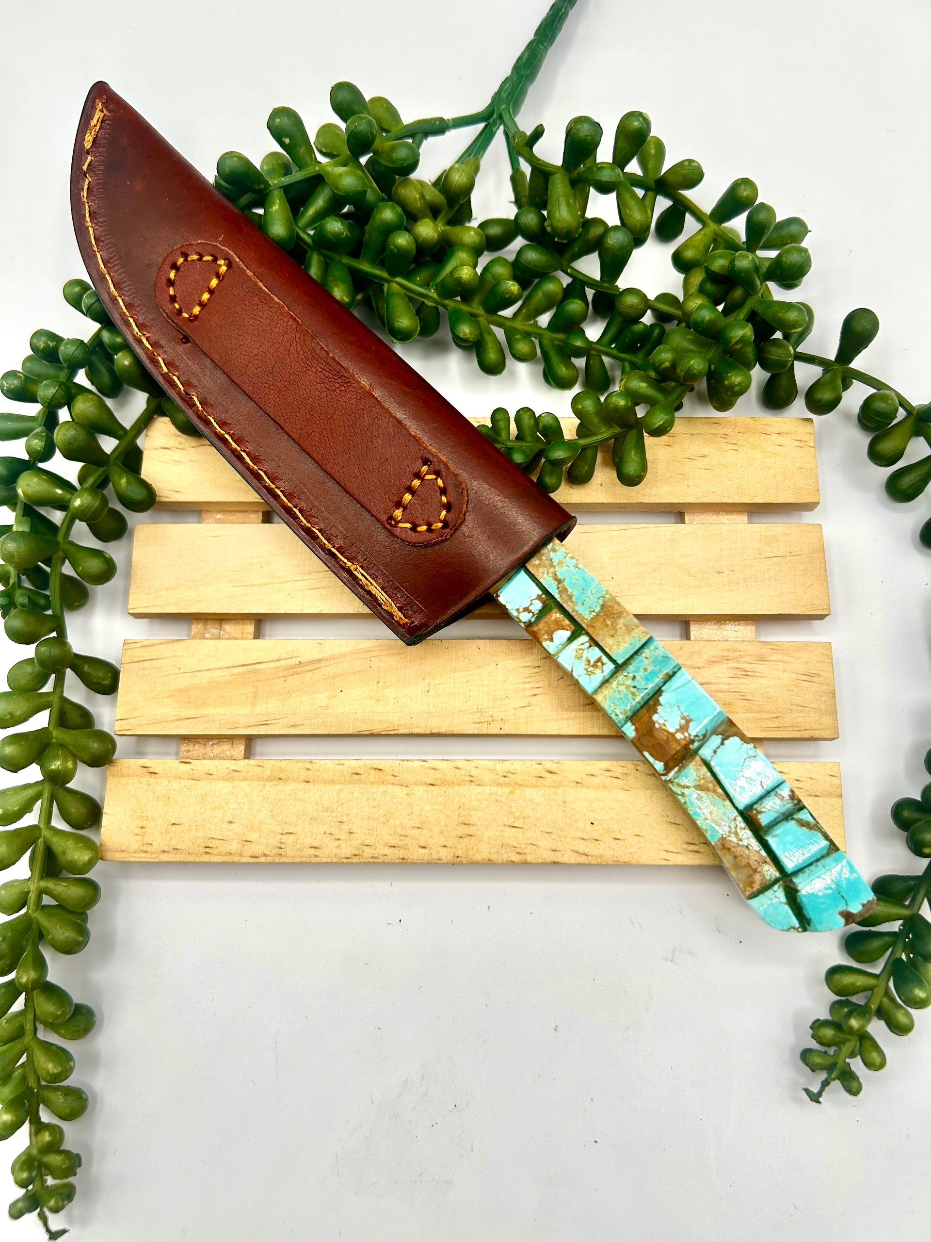 Navajo Made #8 Turquoise Inlay Stainless Steel Knife
