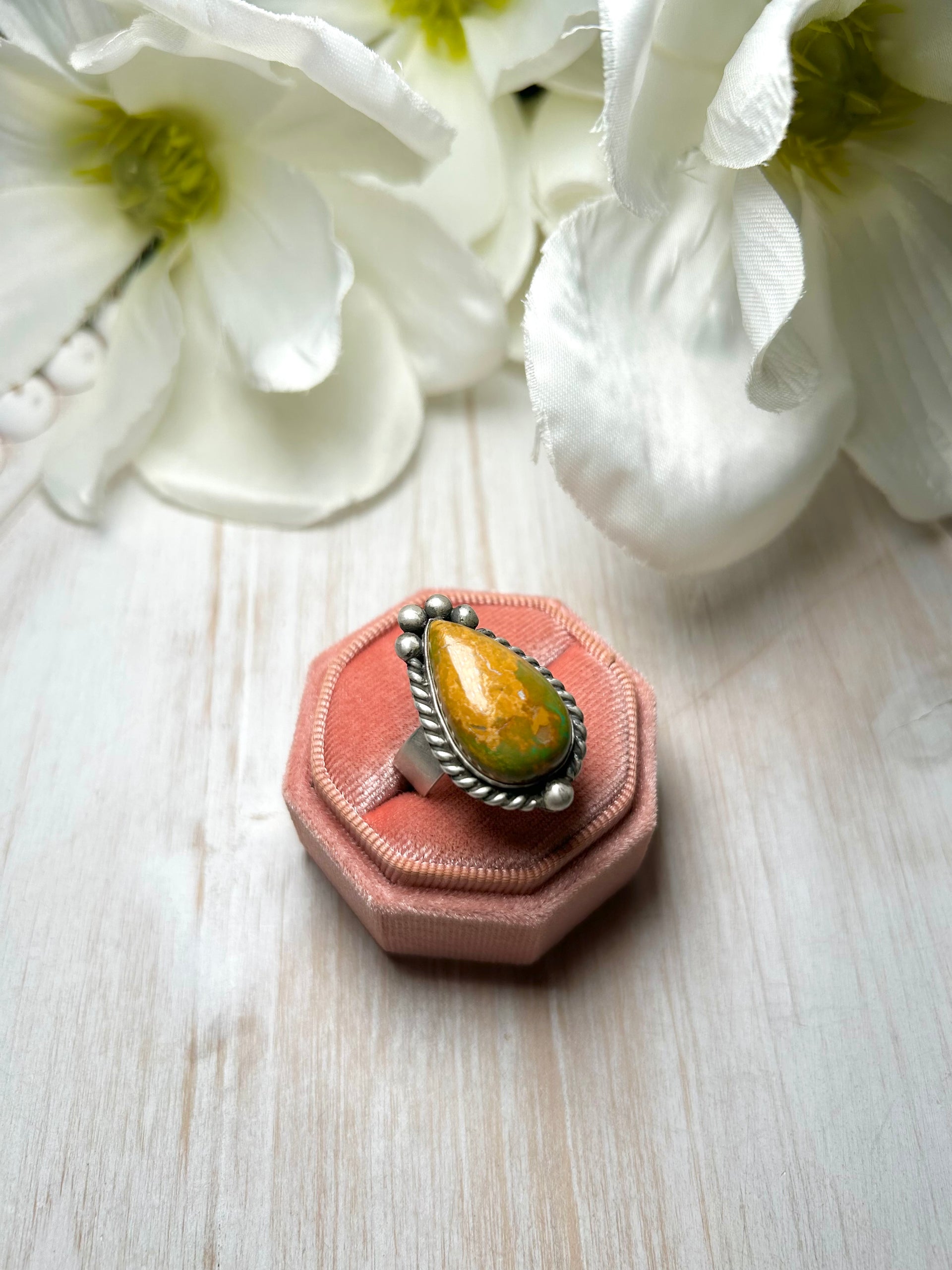 Zachariah David Evans Turquoise & Sterling Silver Adjustable Ring