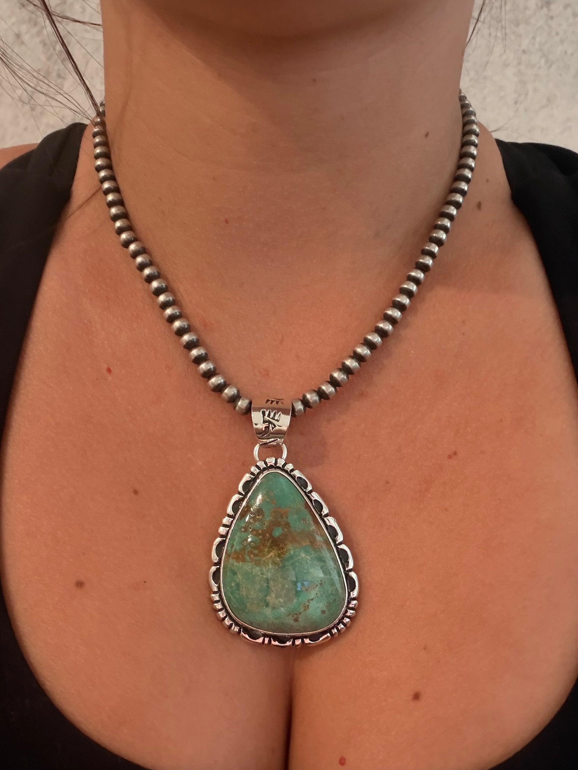Navajo Made Royston Turquoise & Sterling Silver Pendant