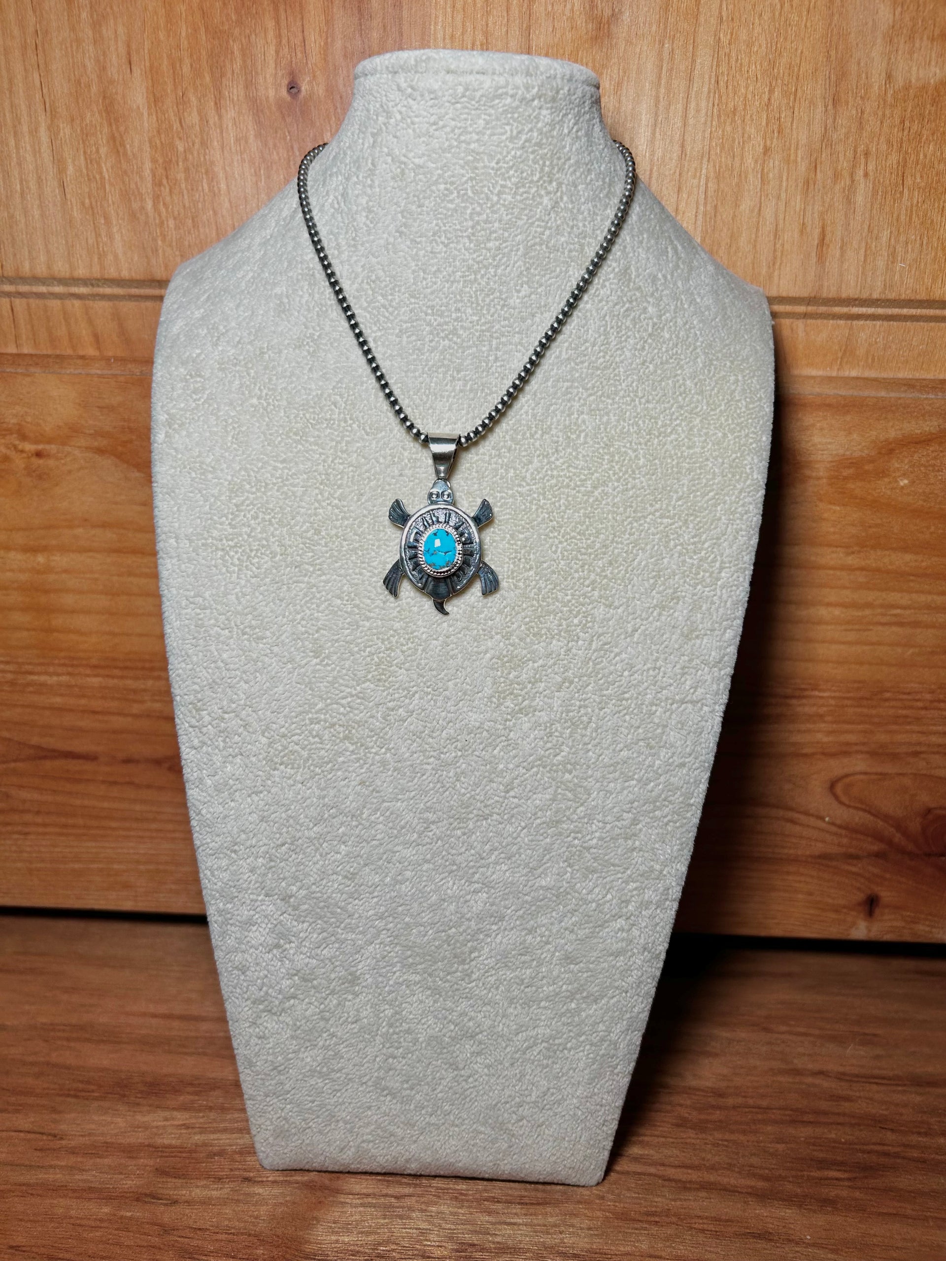 Navajo Made Golden Hill Turquoise & Sterling Silver Pendant