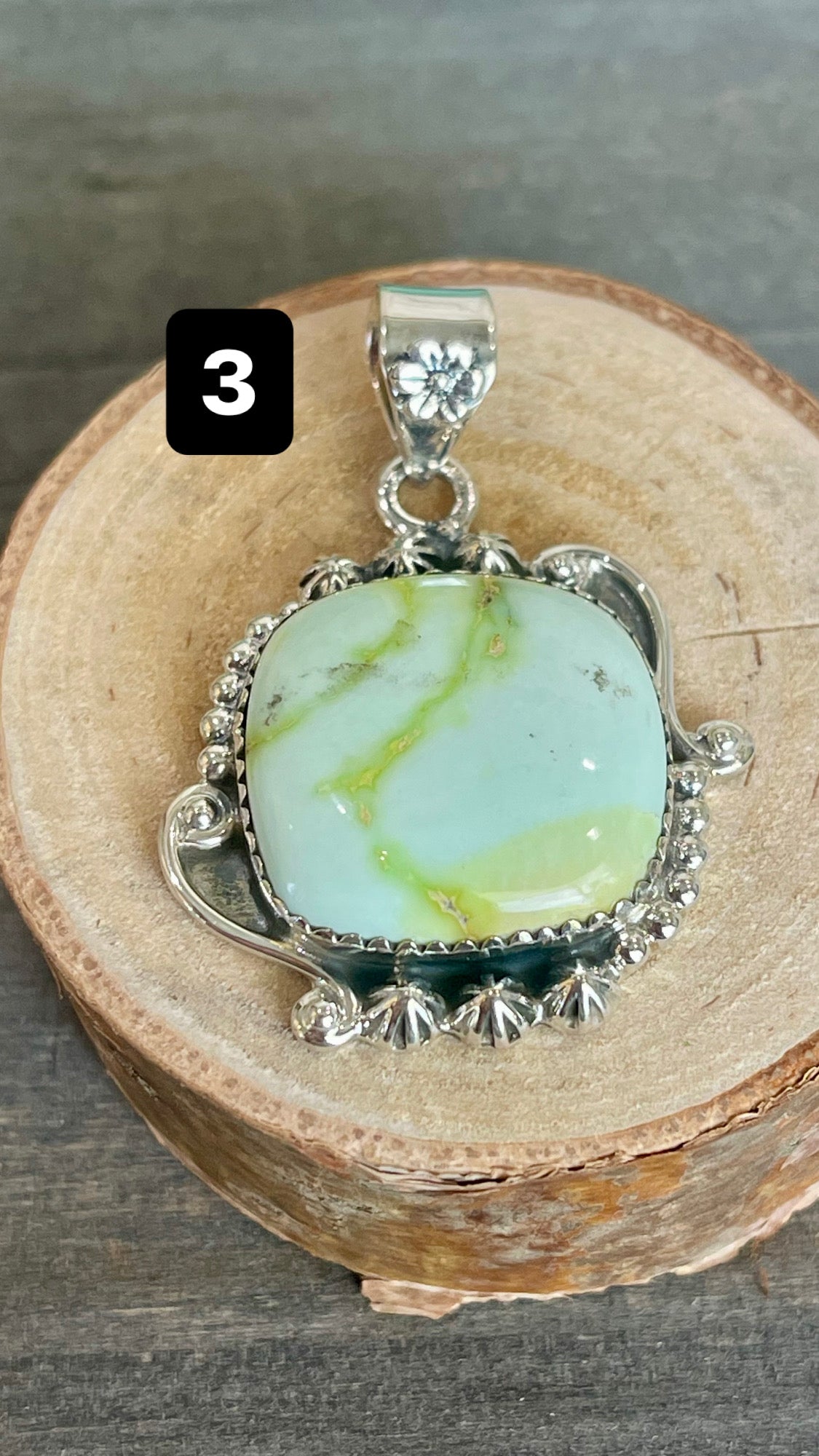 Southwest Palomino Variscite & Sterling Silver Pendant