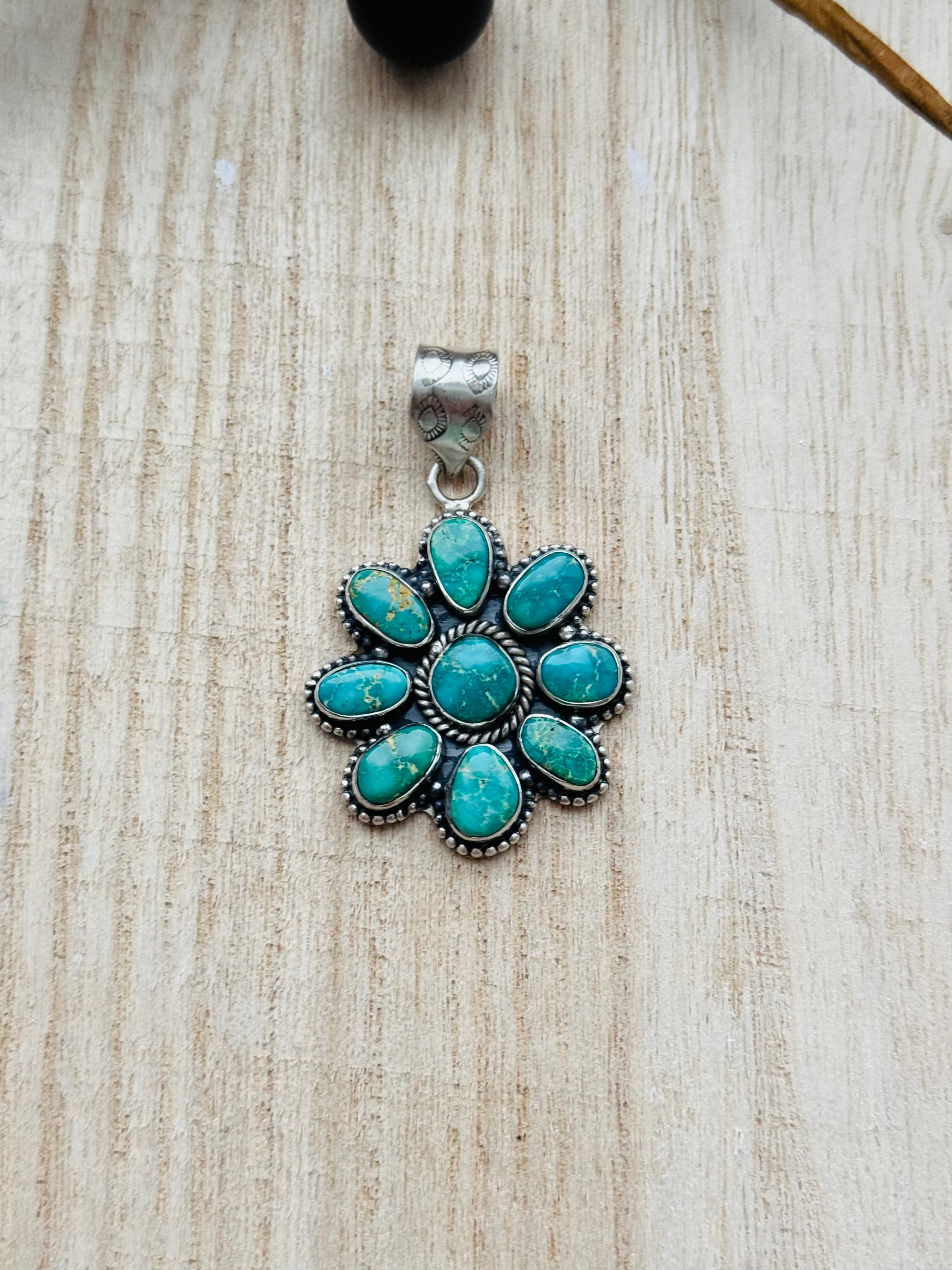 Southwest Handmade Sonoran Mountain Turquoise & Sterling Silver Pendant