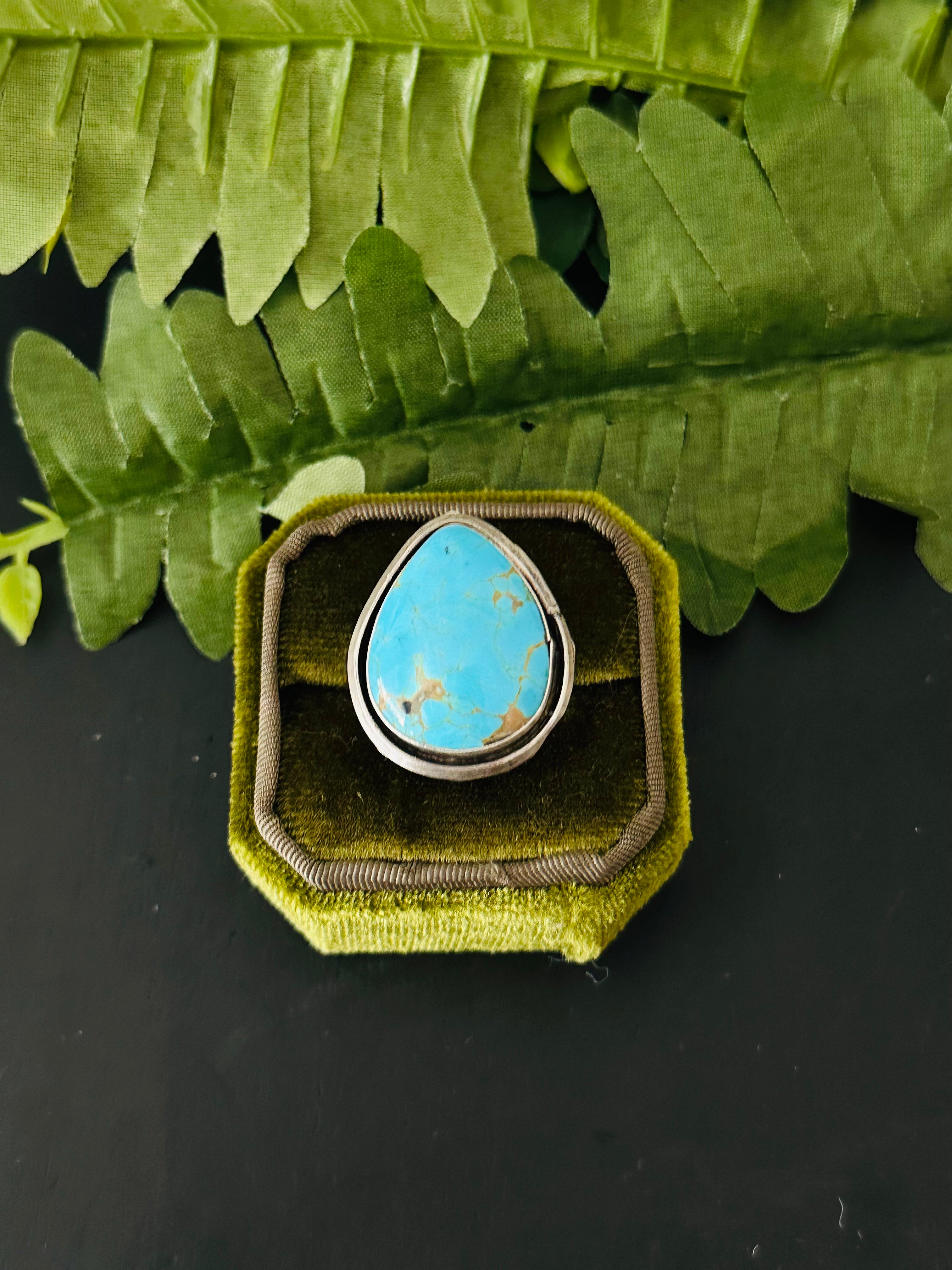 Navajo Made Kingman Turquoise & Sterling Silver Ring