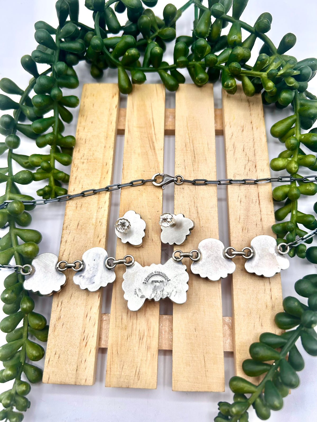 Sharon Francisco Spiny Oyster & Sterling Silver Necklace Set