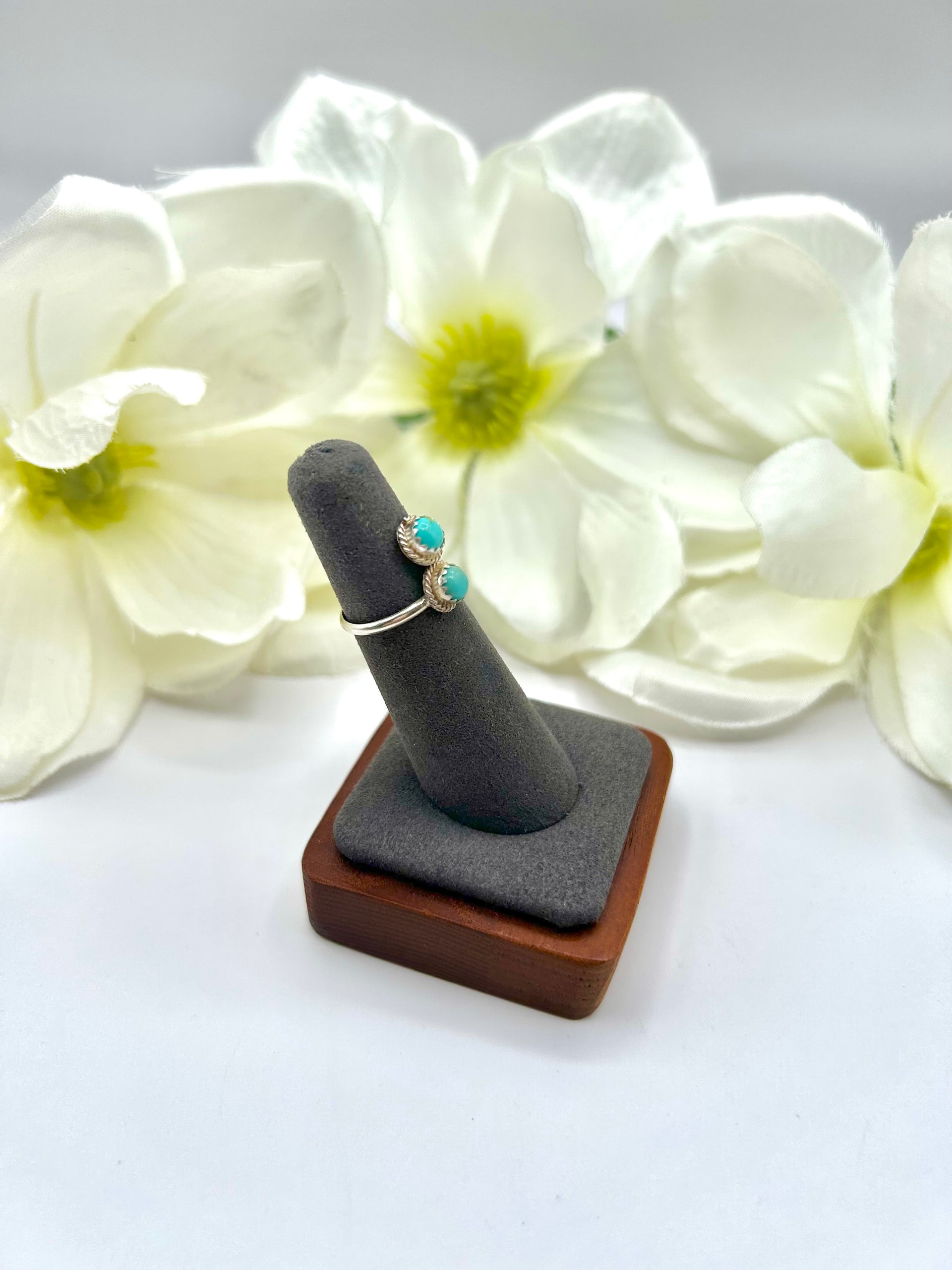 Navajo Made Kingman Turquoise & Sterling Silver Adjustable Ring