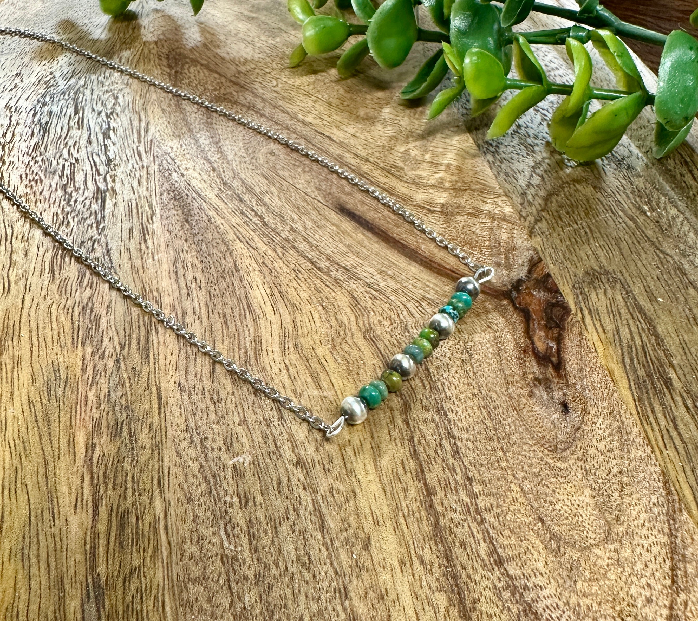 Handmade Kingman Turquoise & Sterling Silver Pearl Necklace