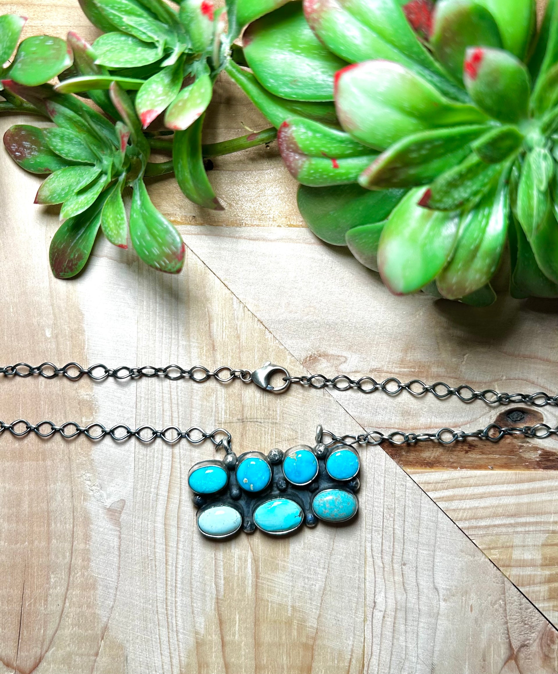 Navajo Made Mixed Turquoise & Sterling Silver Necklace