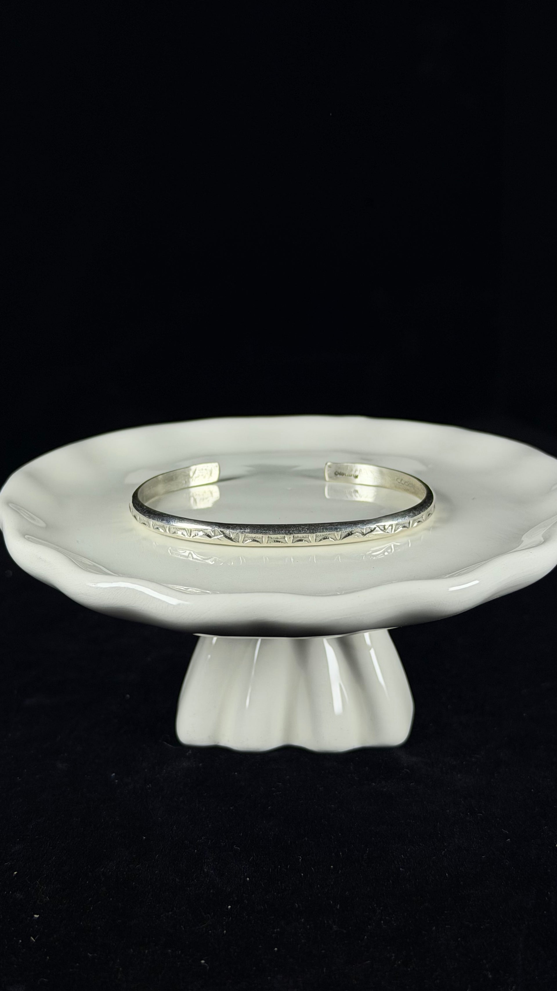 Navajo Made Sterling Silver Cuff Stamped Cuff Bracelet