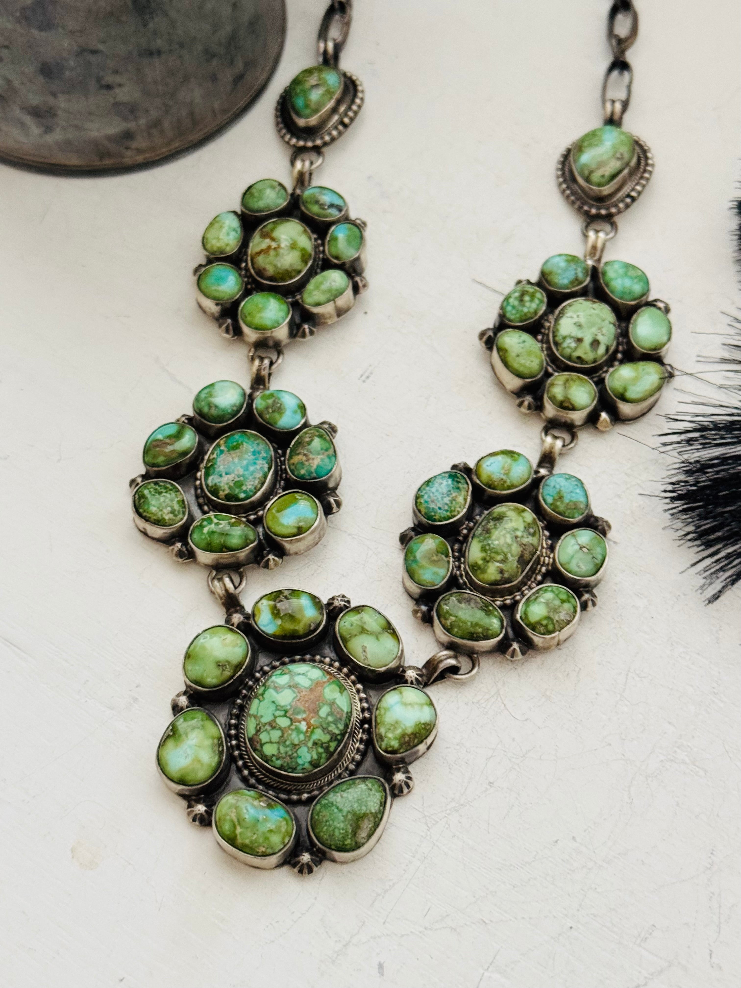 Blaine Yellowhorse Sonoran Mountain Turquoise & Sterling Silver Cluster Necklace Set