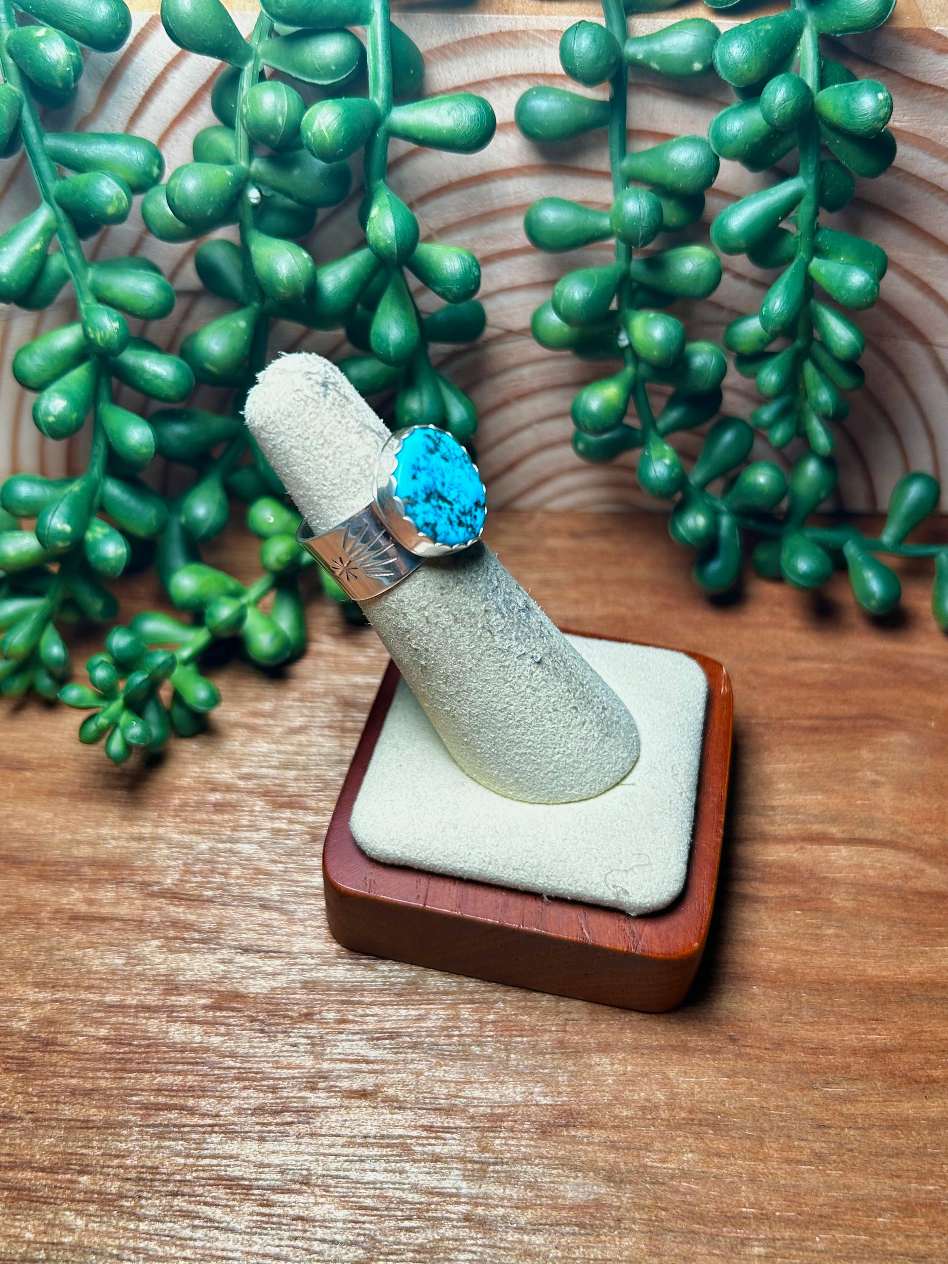 Navajo Made Kingman Turquoise & Sterling Silver Ring Size 5