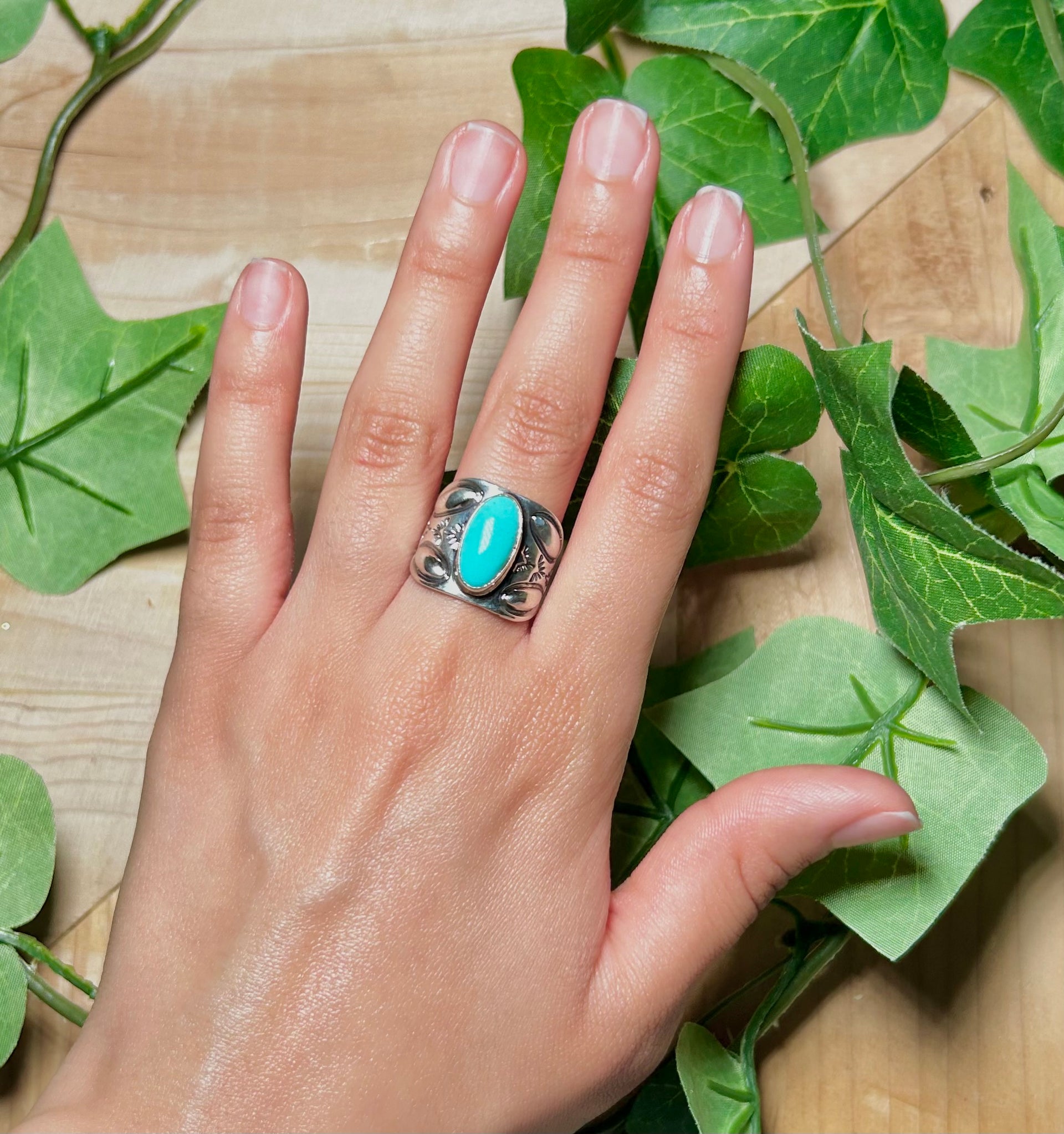 Kobe Martinez Kingman Turquoise & Sterling Silver Ring Size 7