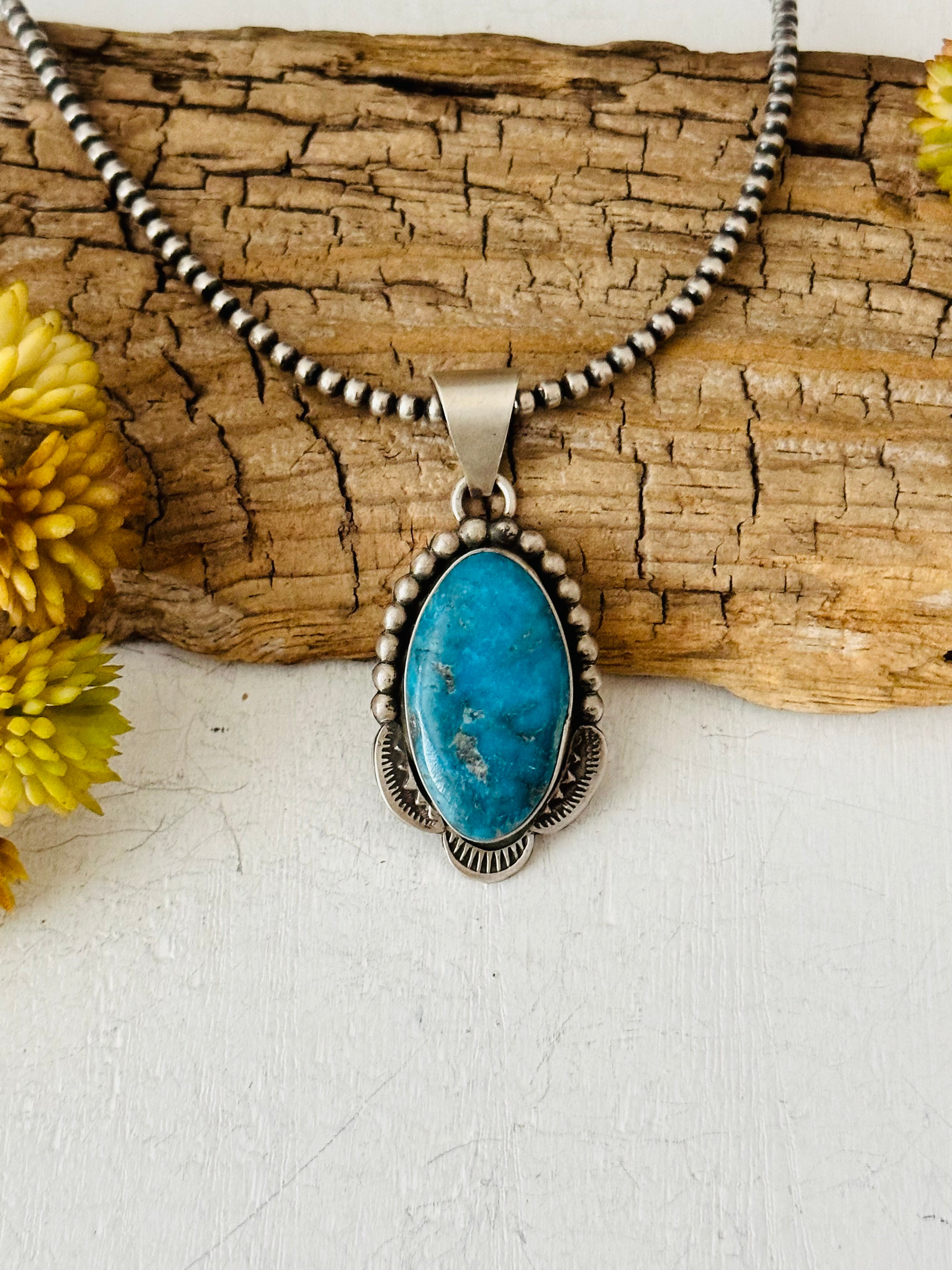 Juanita Long Kingman Turquoise & Sterling Silver Pendant