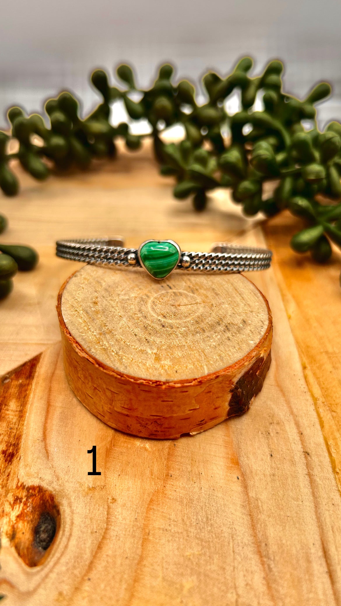 Navajo Made Malachite & Sterling Silver Cuff Bracelet