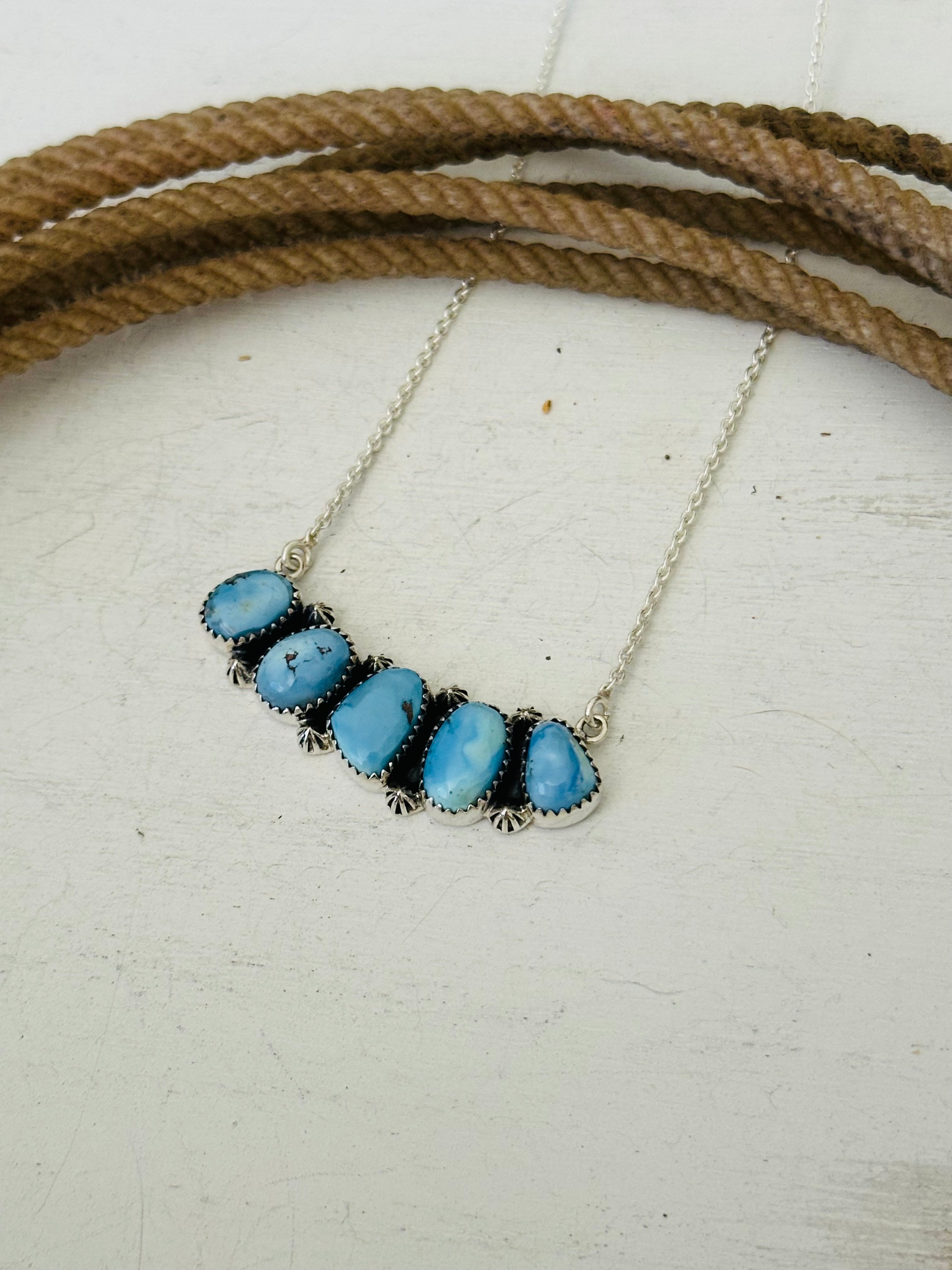 Southwest Handmade Golden Hills Turquoise & Sterling Silver Necklace