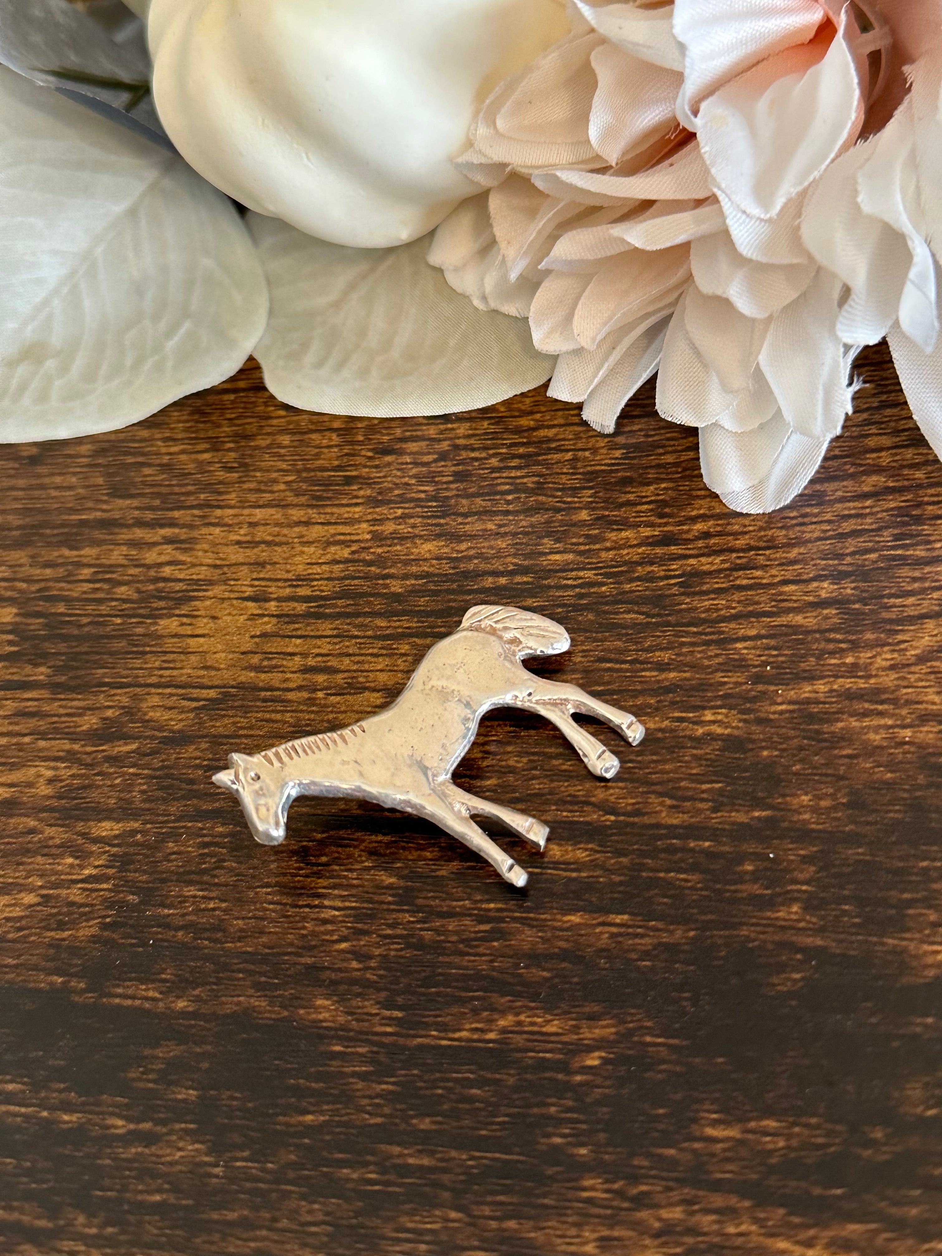 Navajo Made Sterling Silver Horse Pin