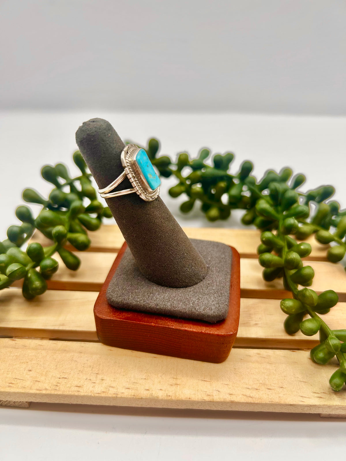 Peggy Skeets Kingman Turquoise & Sterling Silver Ring Size 4.75