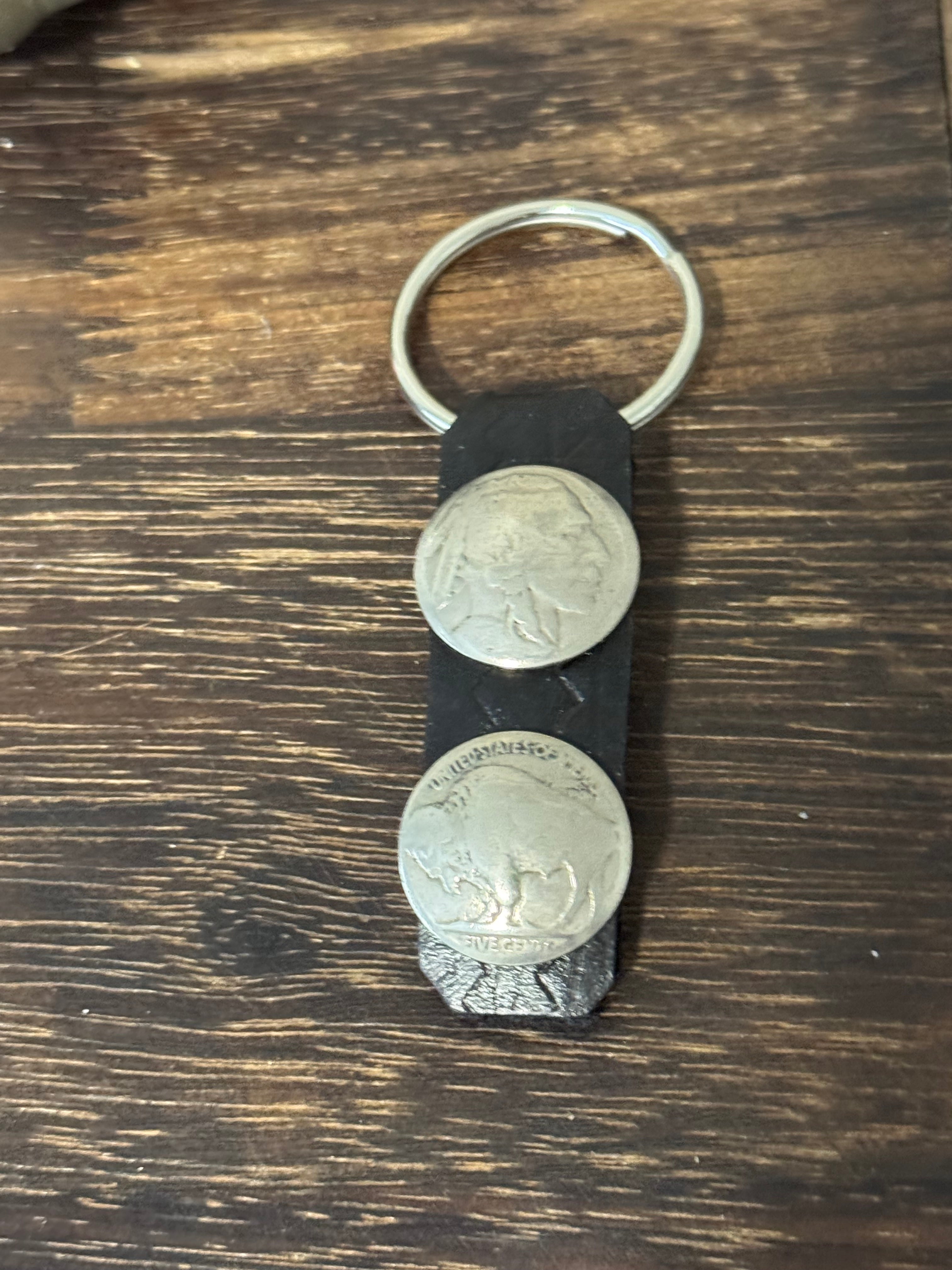 Genuine Leather & Buffalo Nickel Key Chain