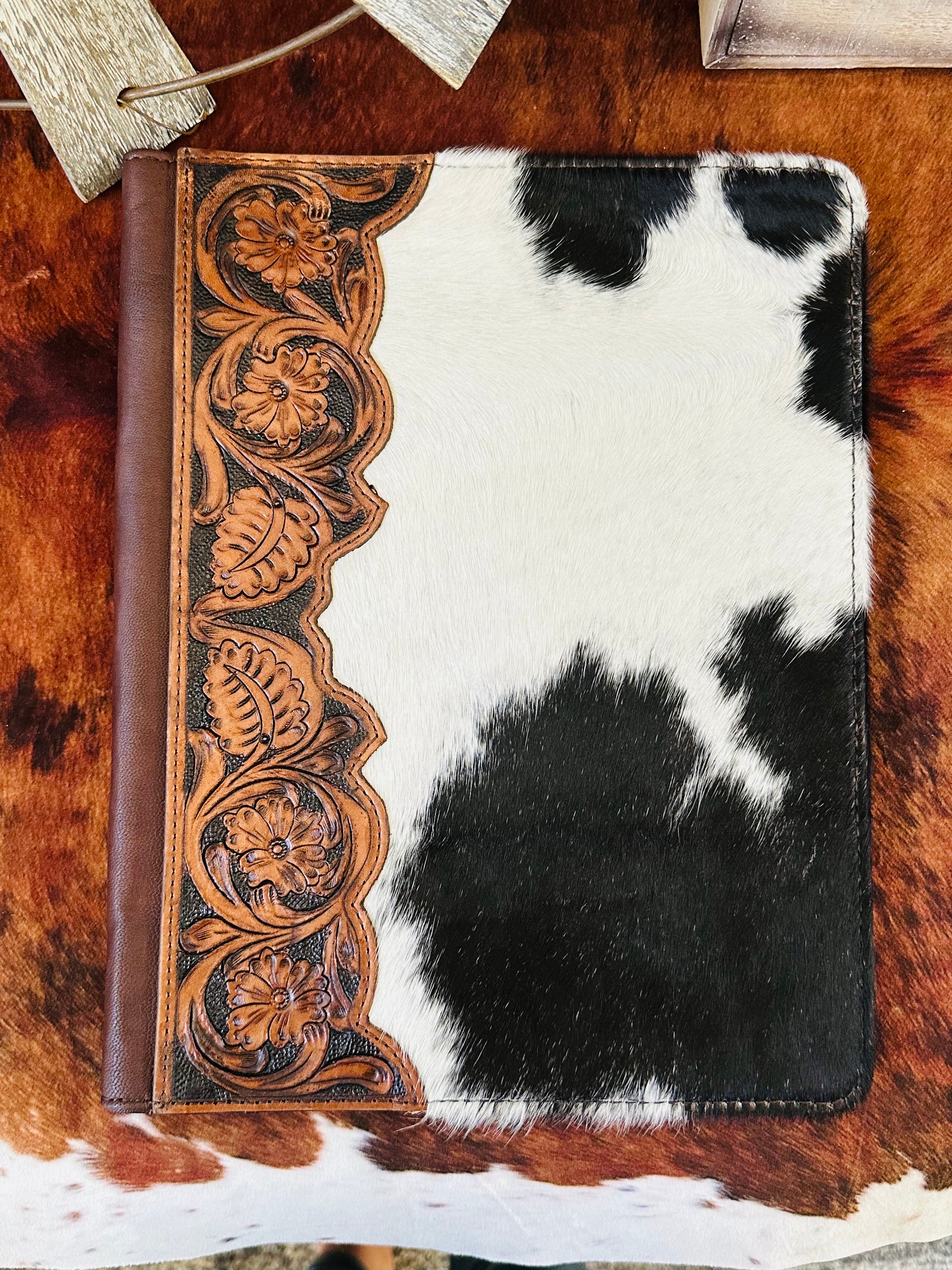 Genuine Tooled Leather & Cowhide Planner