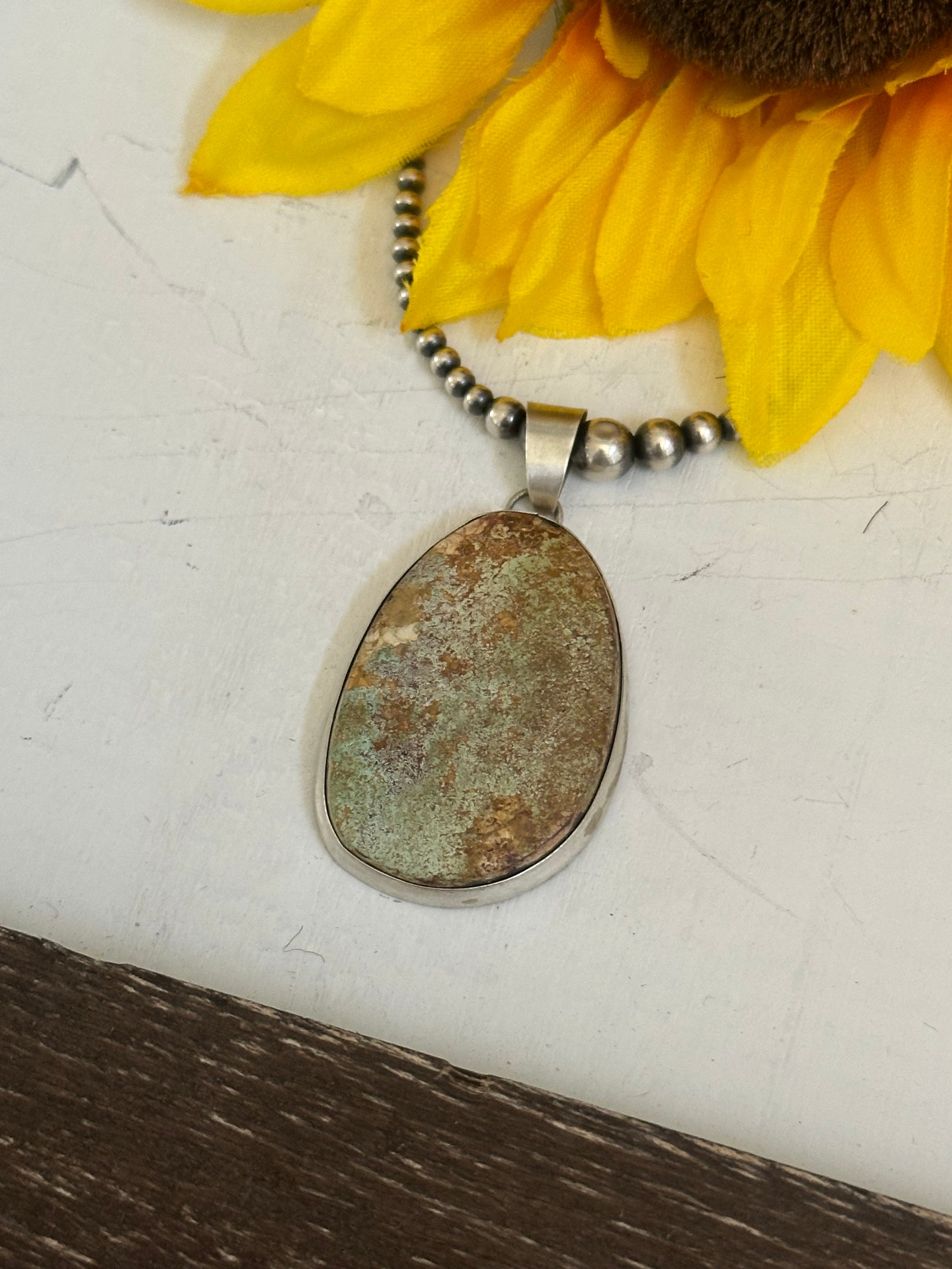 Navajo Made Royston Turquoise & Sterling Silver Pendant