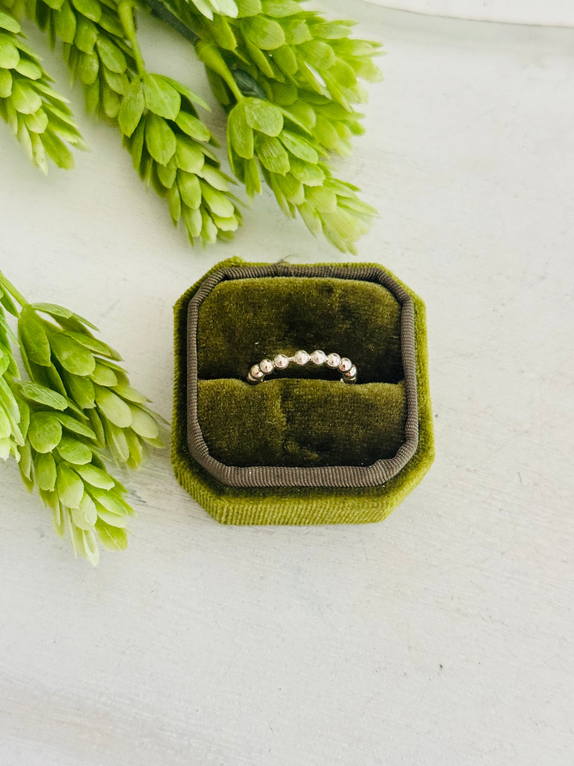 Southwest Made Sterling Sliver Beaded Ring Size 4.5