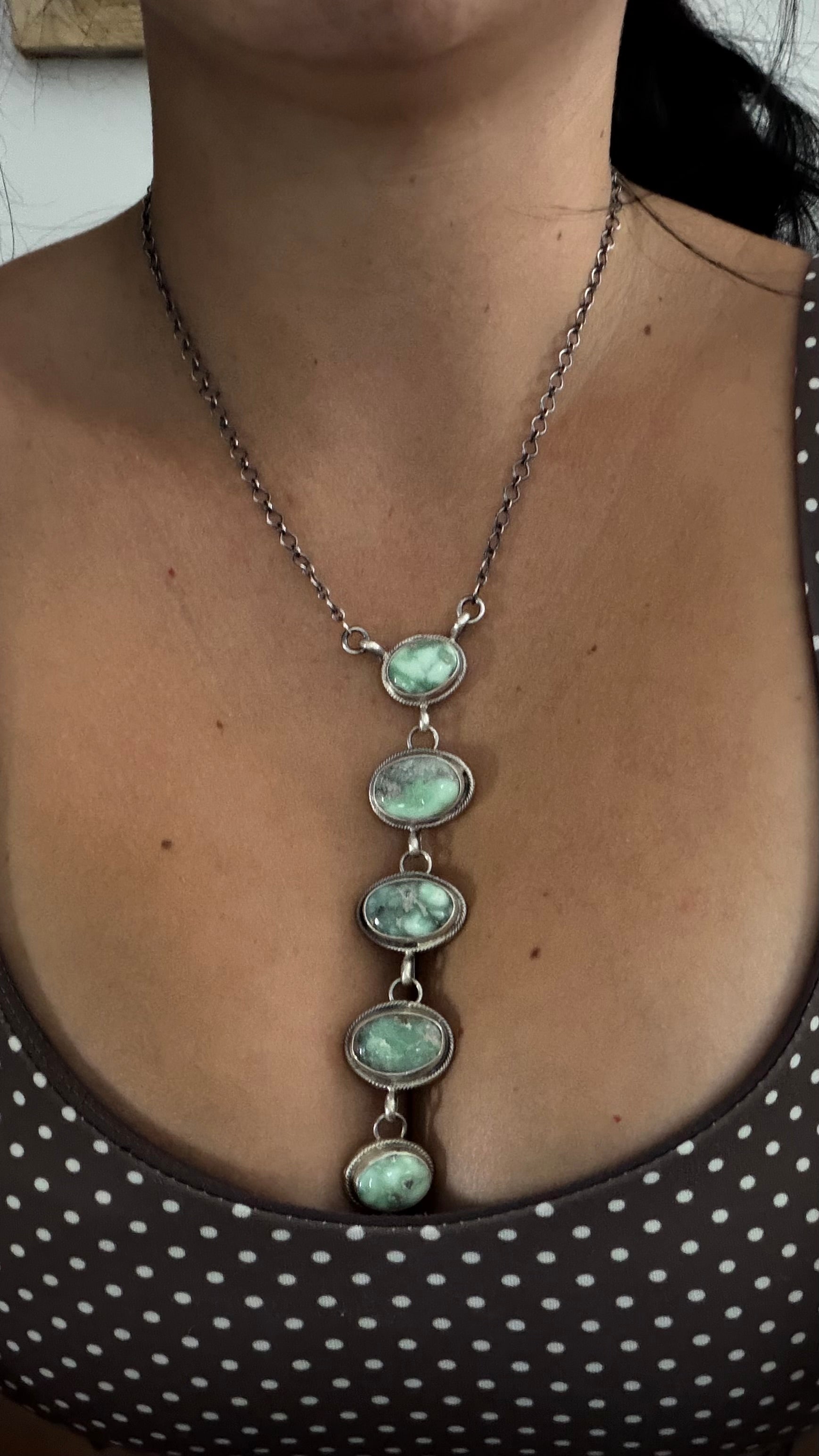 Navajo Made Paloma Variscite & Sterling Silver Necklace