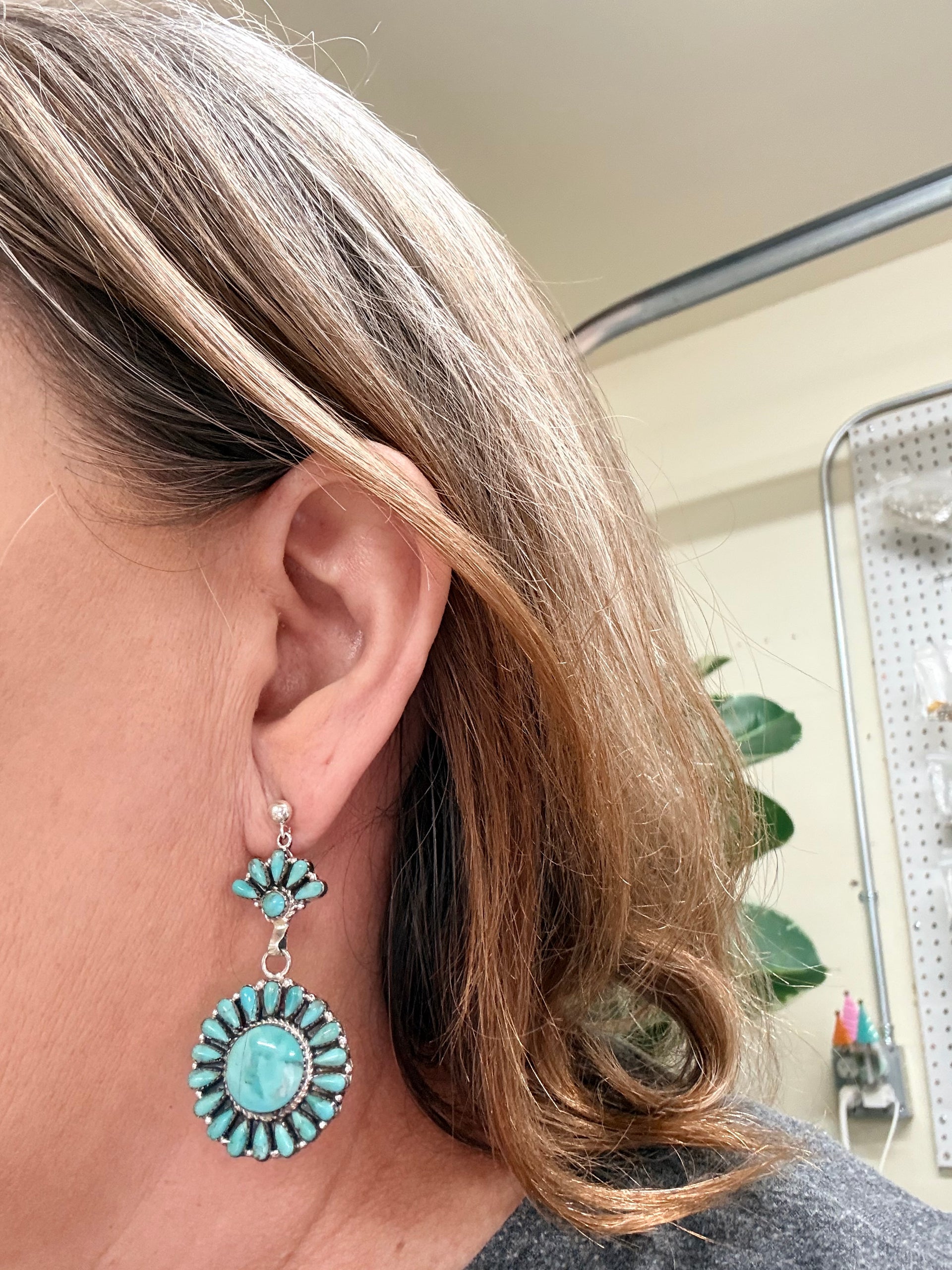 Southwest Handmade Turquoise & Sterling Silver Earrings