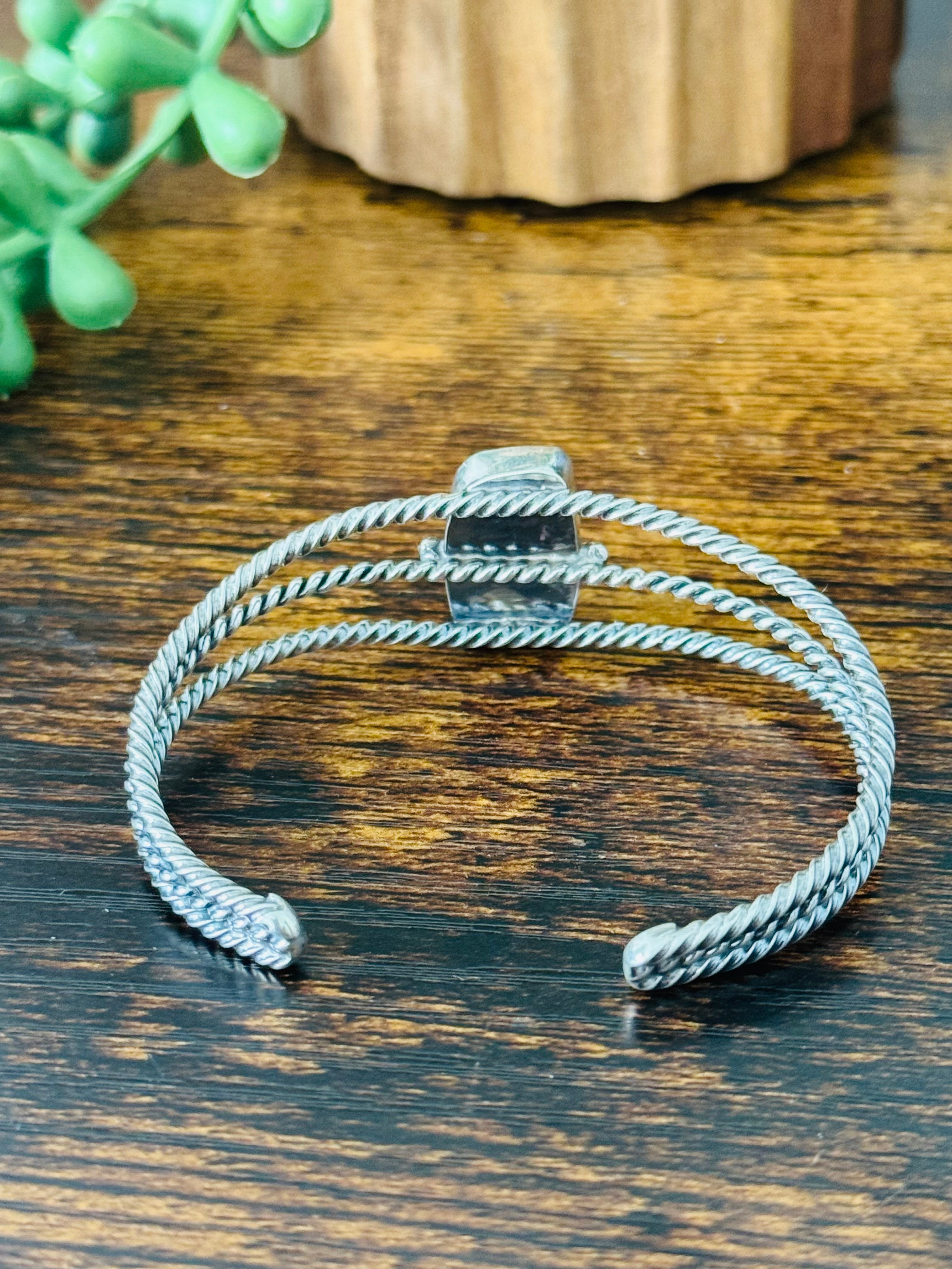 Navajo Made Spiny Oyster & Sterling Silver Cuff Bracelet