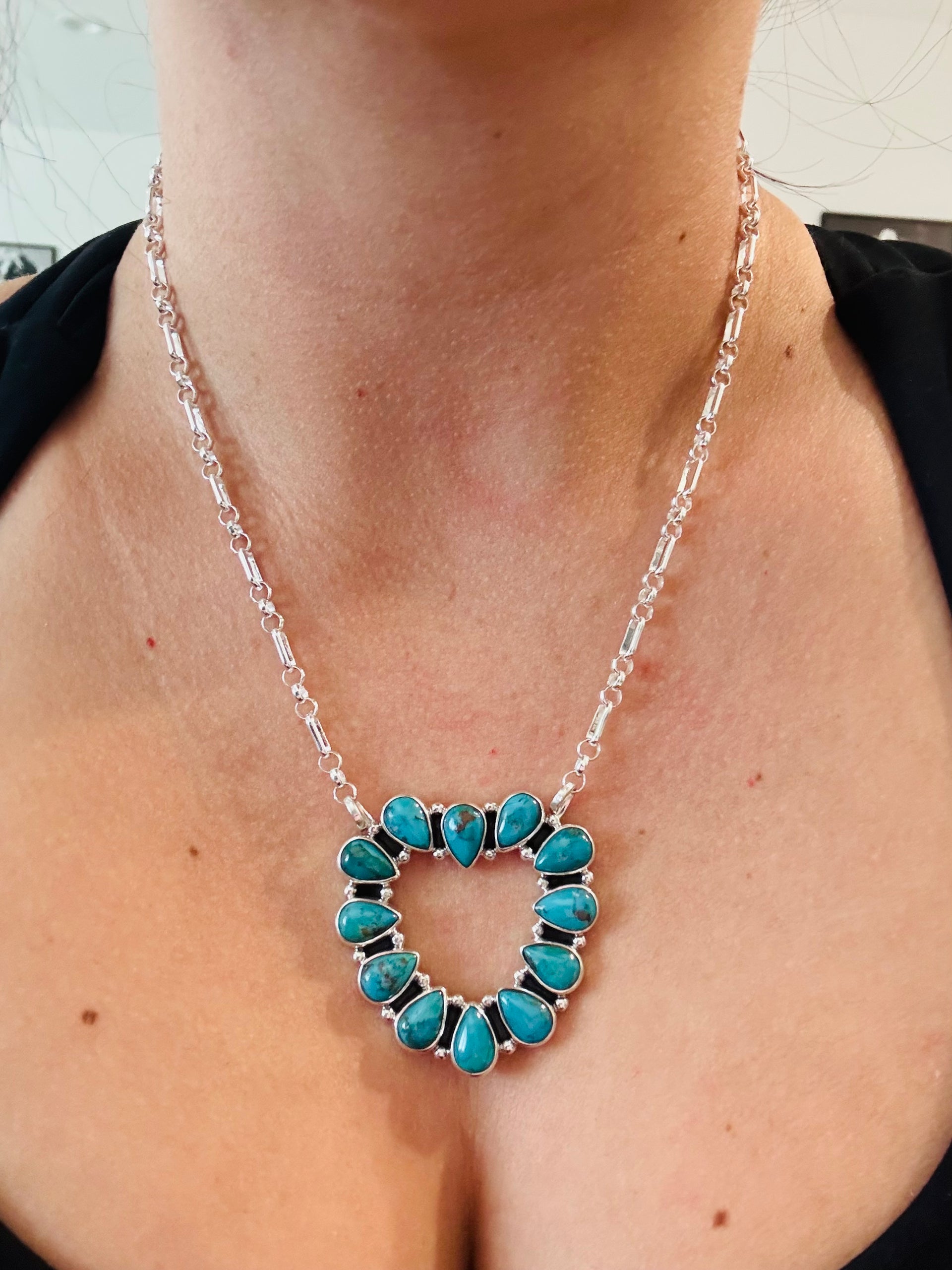 Southwest Made Turquoise & Sterling Sliver Necklace