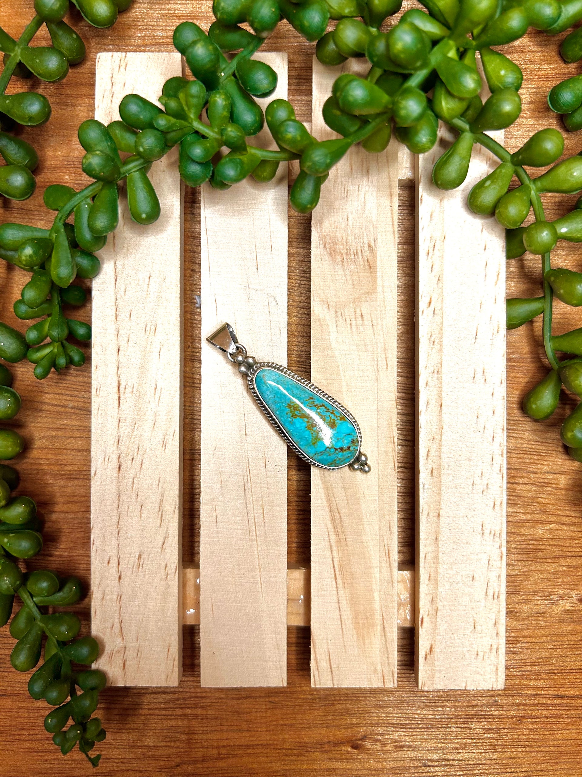 Freda Martinez Kingman Turquoise & Sterling Silver Cluster Pendant